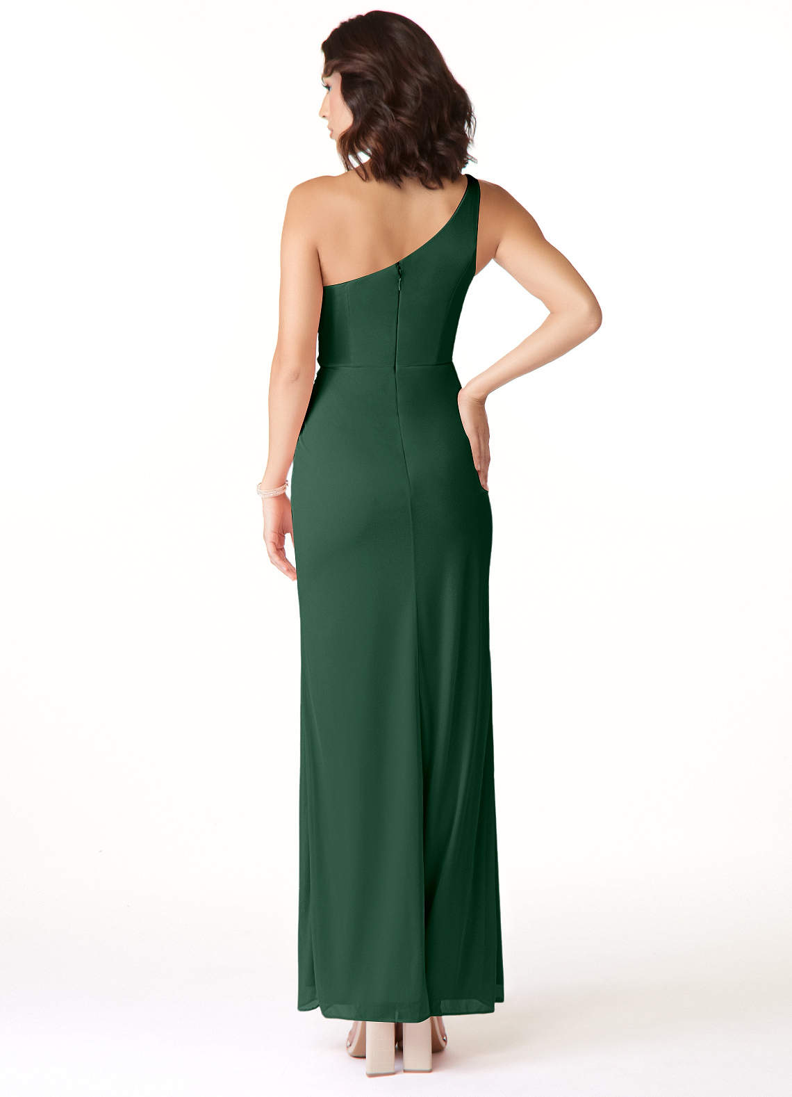 Azazie Cassia Ready to Ship Dark Green Mesh Bridesmaid Dresses | Azazie