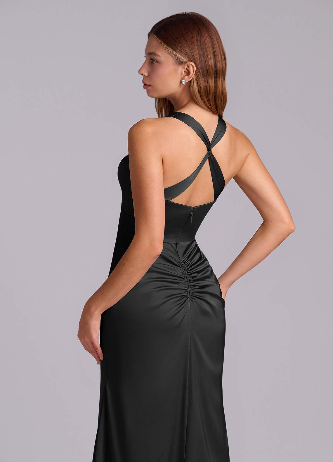 Azazie Amelie Black Stretch Satin Bridesmaid Dresses | Azazie Azazie Amelie Black Stretch Satin Bridesmaid Dresses | Azazie