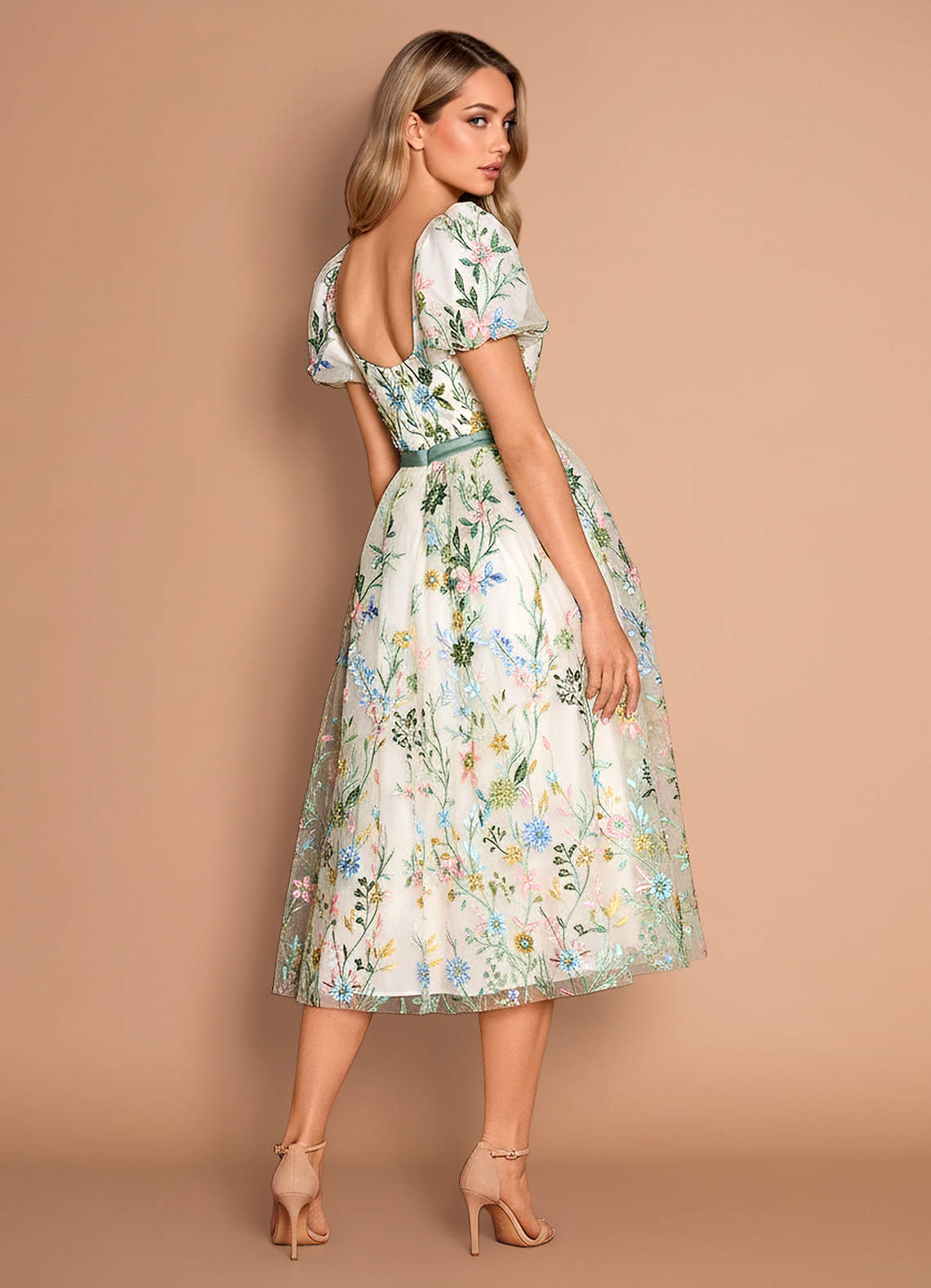 Marisa Champagne Multi Midi klänning image1