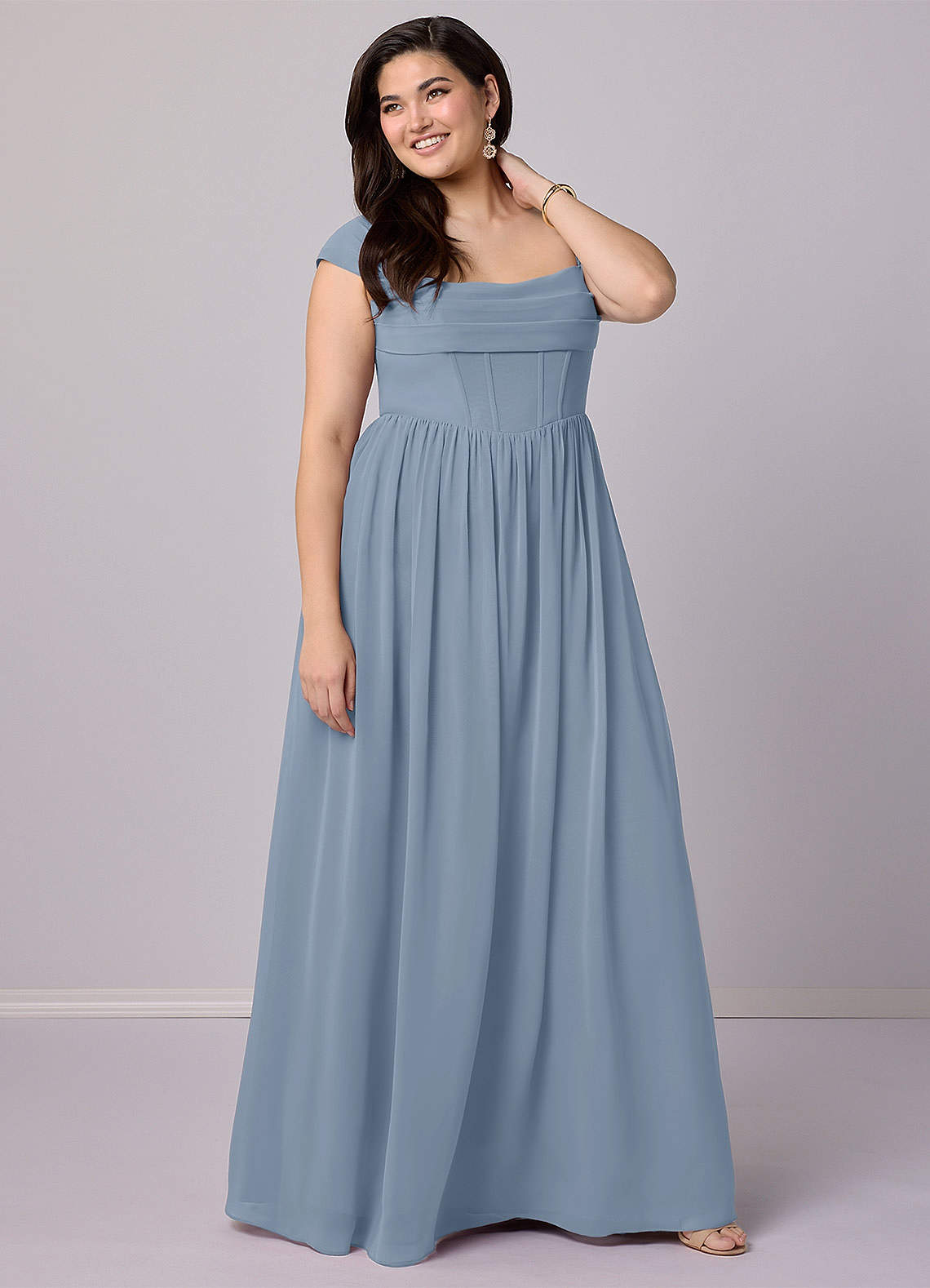 Barbie ♥ Azazie Bridesmaid Dresses A-Line Corset Chiffon Floor-Length Dress image10