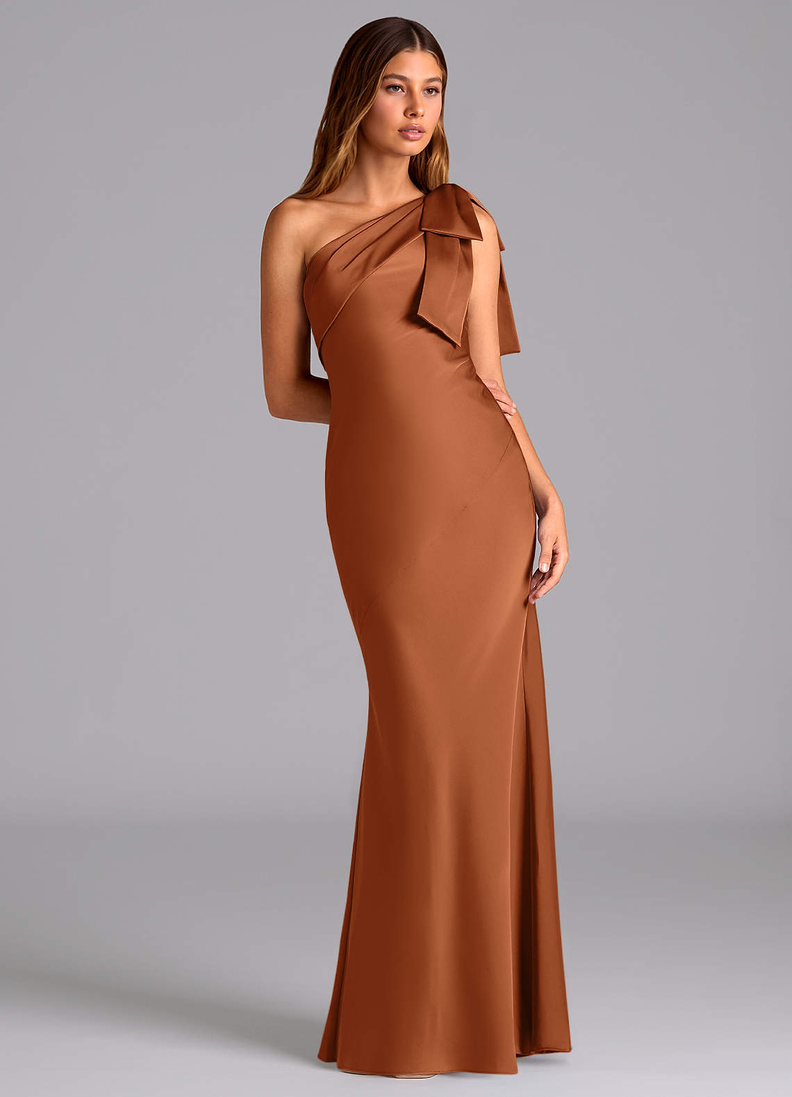 copper one shoulder dress Elegant Copper Maxi Dress