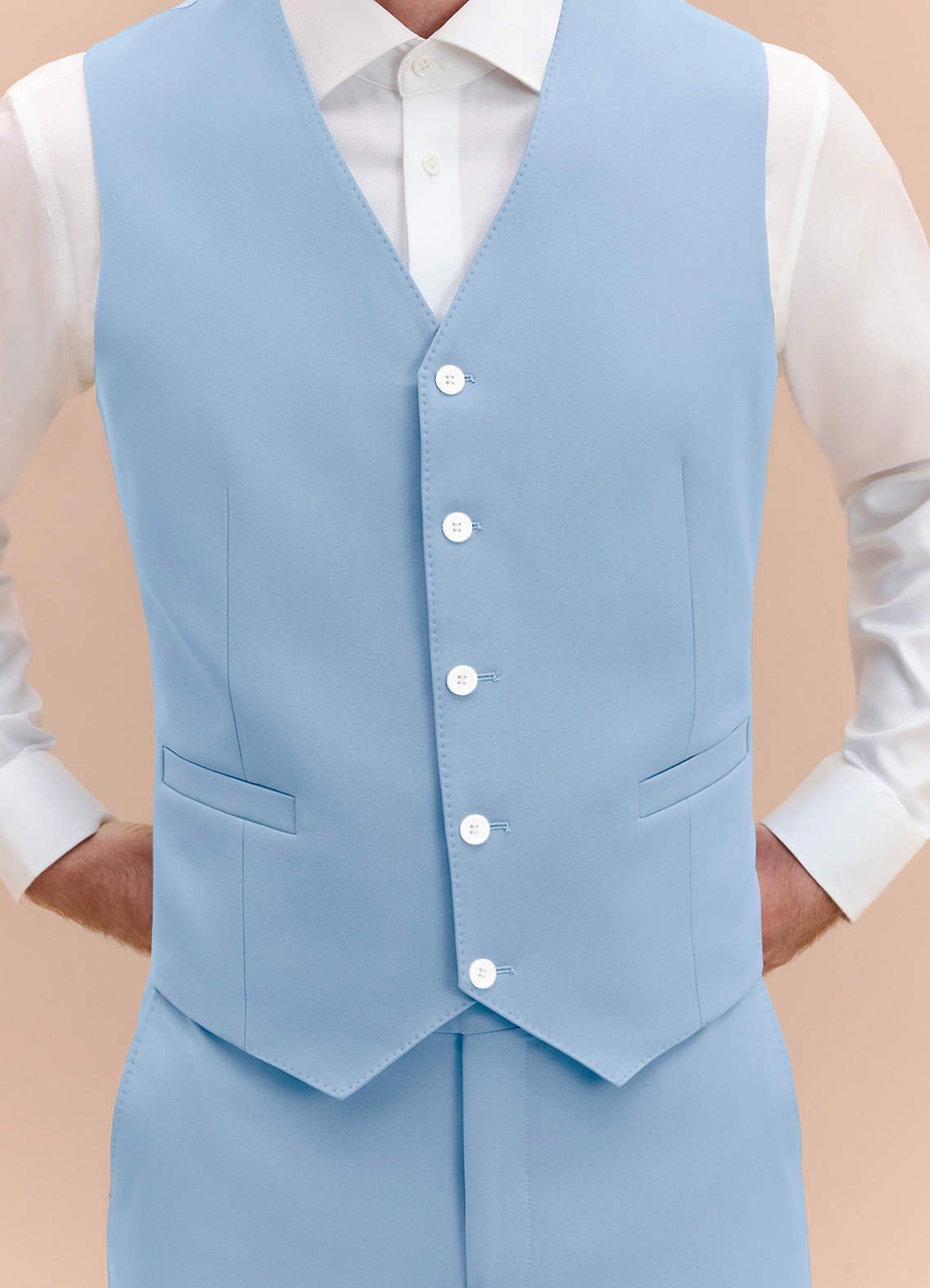 James Sky Blue Structured Stretch Suit Vest | Classic Regular Suit