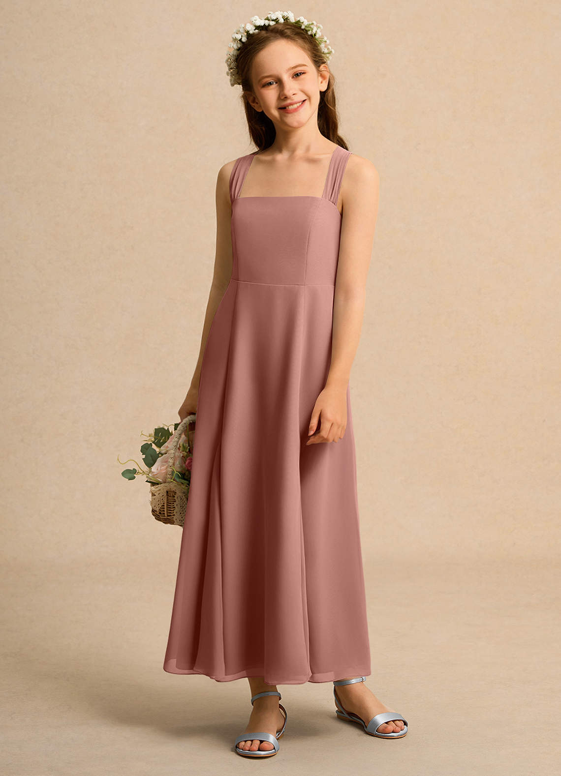 Azazie Tater Girl Flower Girl Klänningar Klä A-Line i Chiffong Plisserad image1