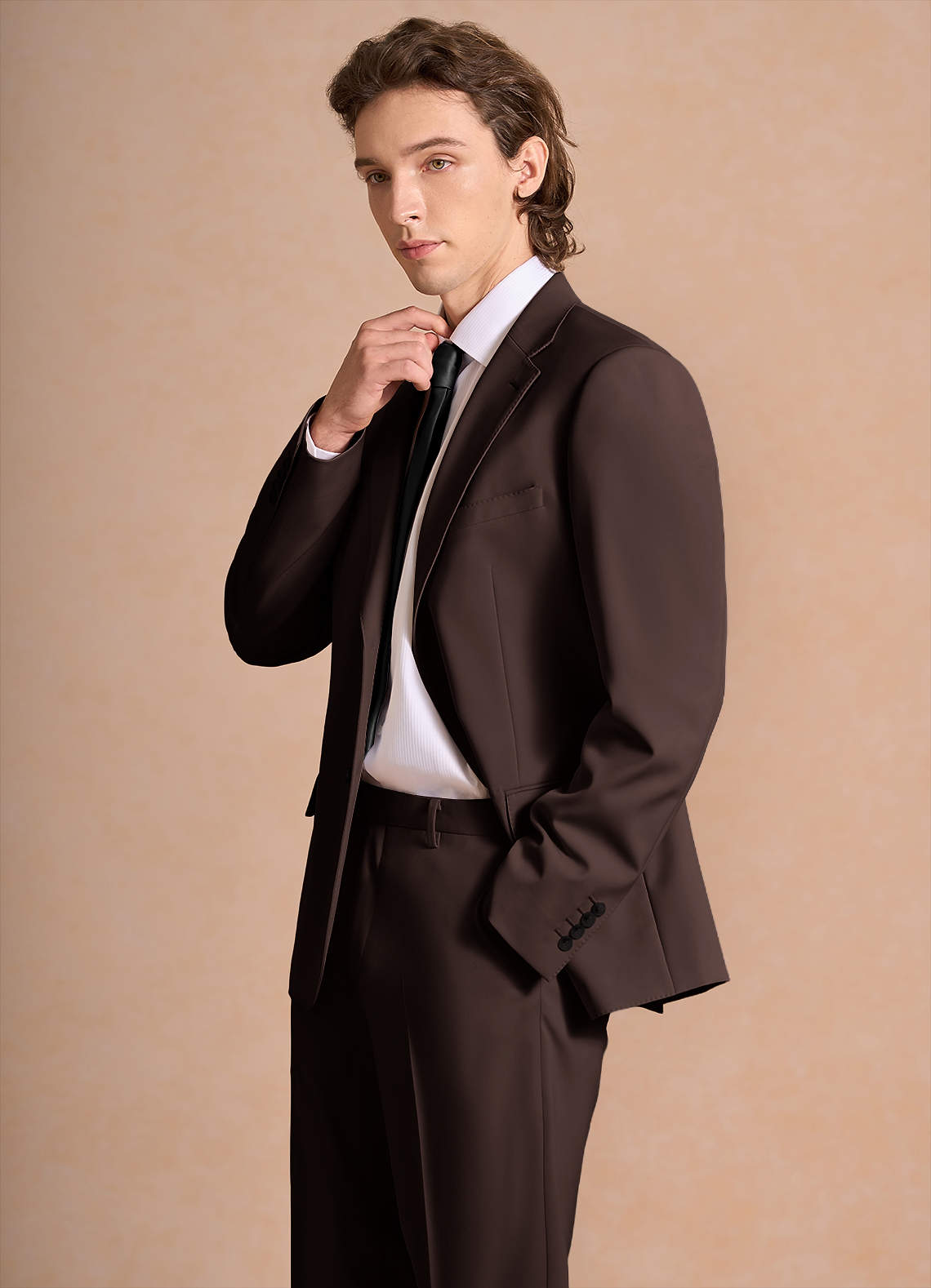 front James Ganache Structured Stretch Suit Jacket