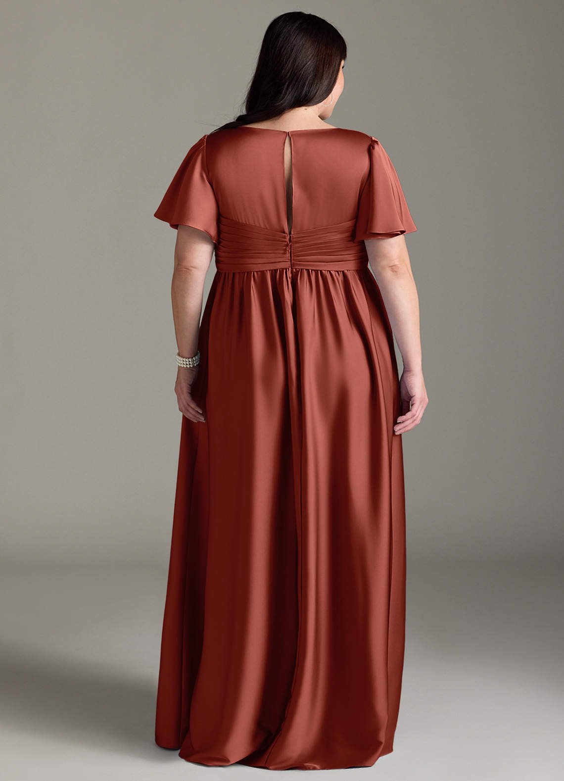 Azazie Verna vestidos de dama de honor de maternidad Vestido de Corte En A Volante Hasta el suelo Satén Elástico image10