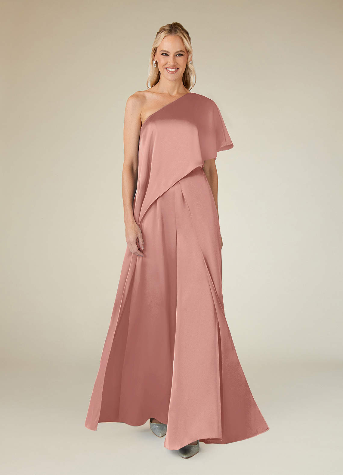 Azazie Hagretta Mother of the Bride Dresses Rosette Jumpsuit/Pantsuit Stretch Satin Dress image1