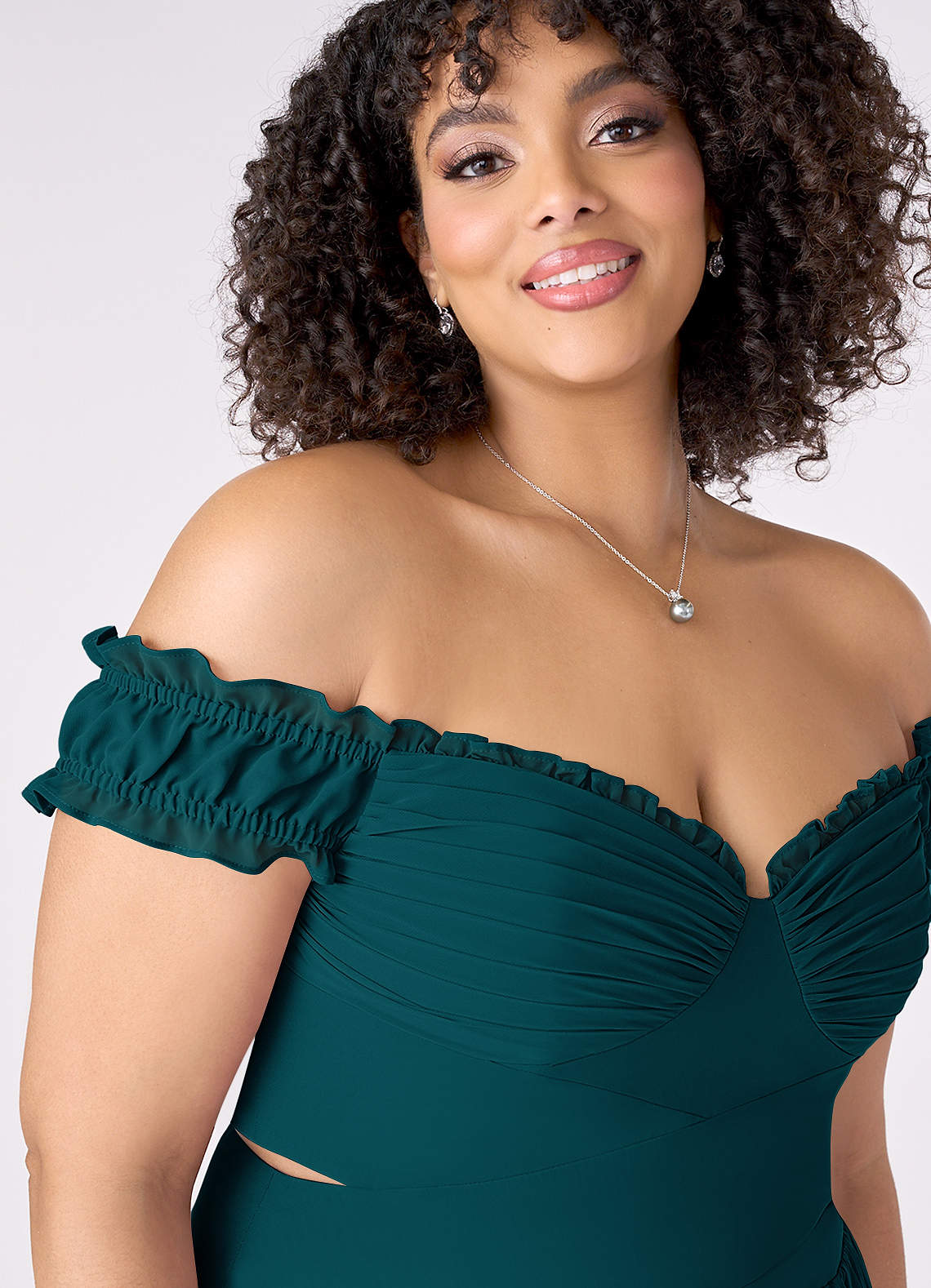 Barbie ♥ Azazie Schlussverkauf Wandelbar A-Linie Schulterfrei Chiffon Kleid Kiefer image10