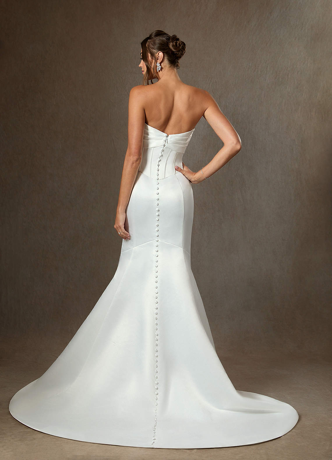 Azazie Carryn Wedding Dresses Diamond White Mermaid Strapless Satin Dress image1