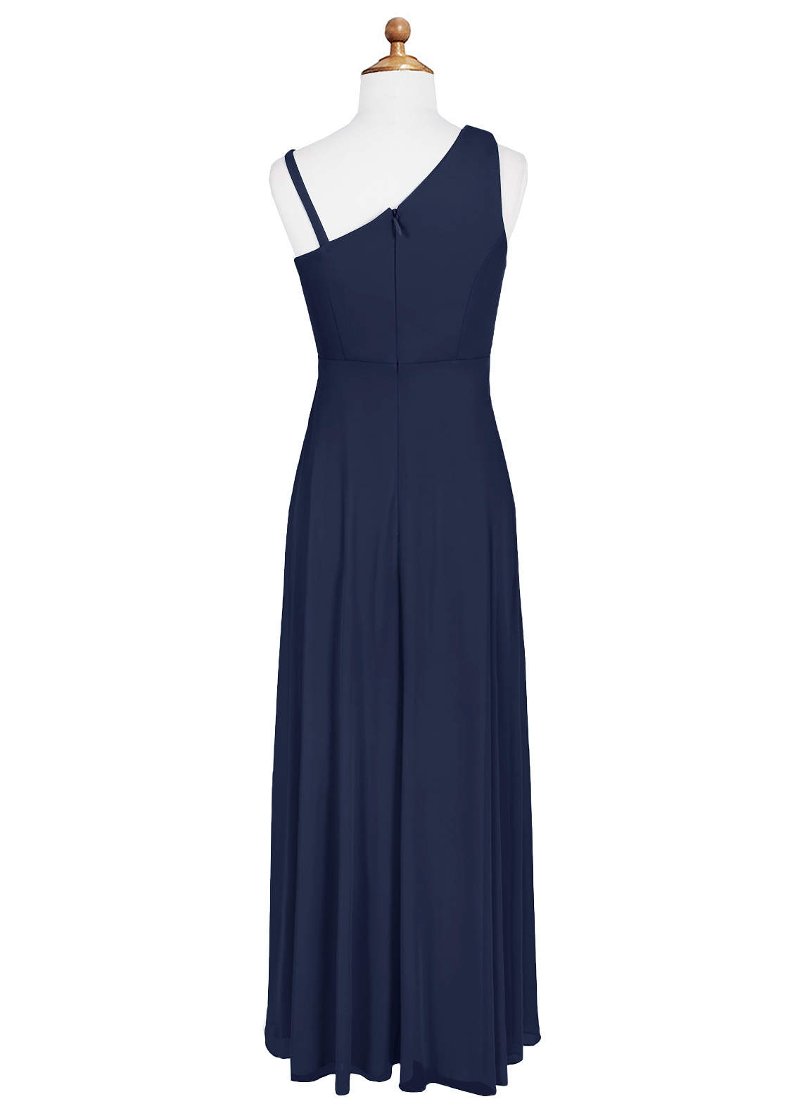 Azazie Brooke Junior Dark Navy A-Line Pleated Mesh Dress image5