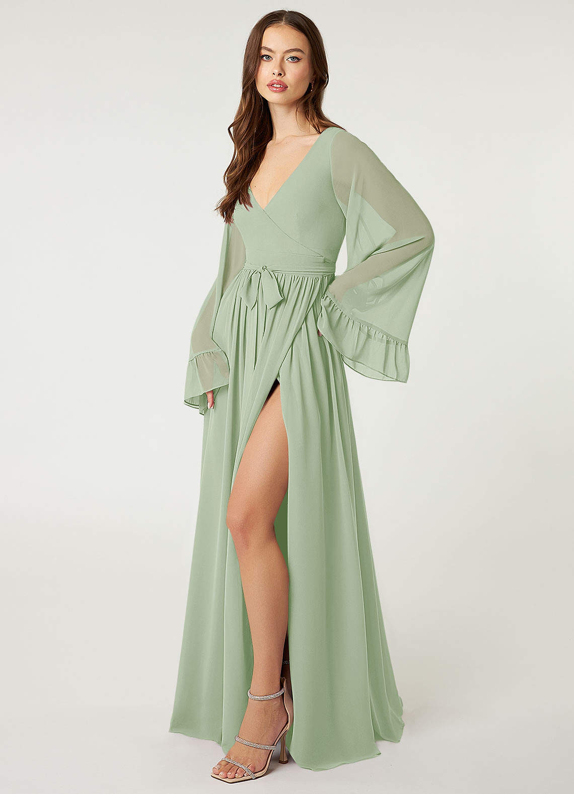 sea glass bridesmaid dresses Queendancer Women Dress A-Line One Shoulder Wedding Party Dress  queendanceruk center back slit Sea Glass V-neck Fitted Ruffle