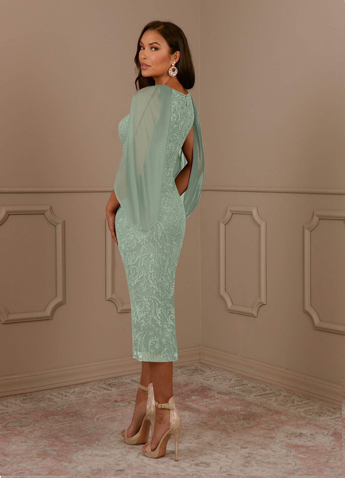 Azazie Mya Mother of the Bride Dresses Dusty Sage Sheath Scoop lace Lace Dress image2