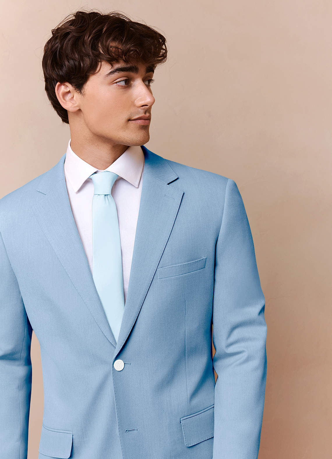 front James Sky Blue Structured Stretch Suit Jacket