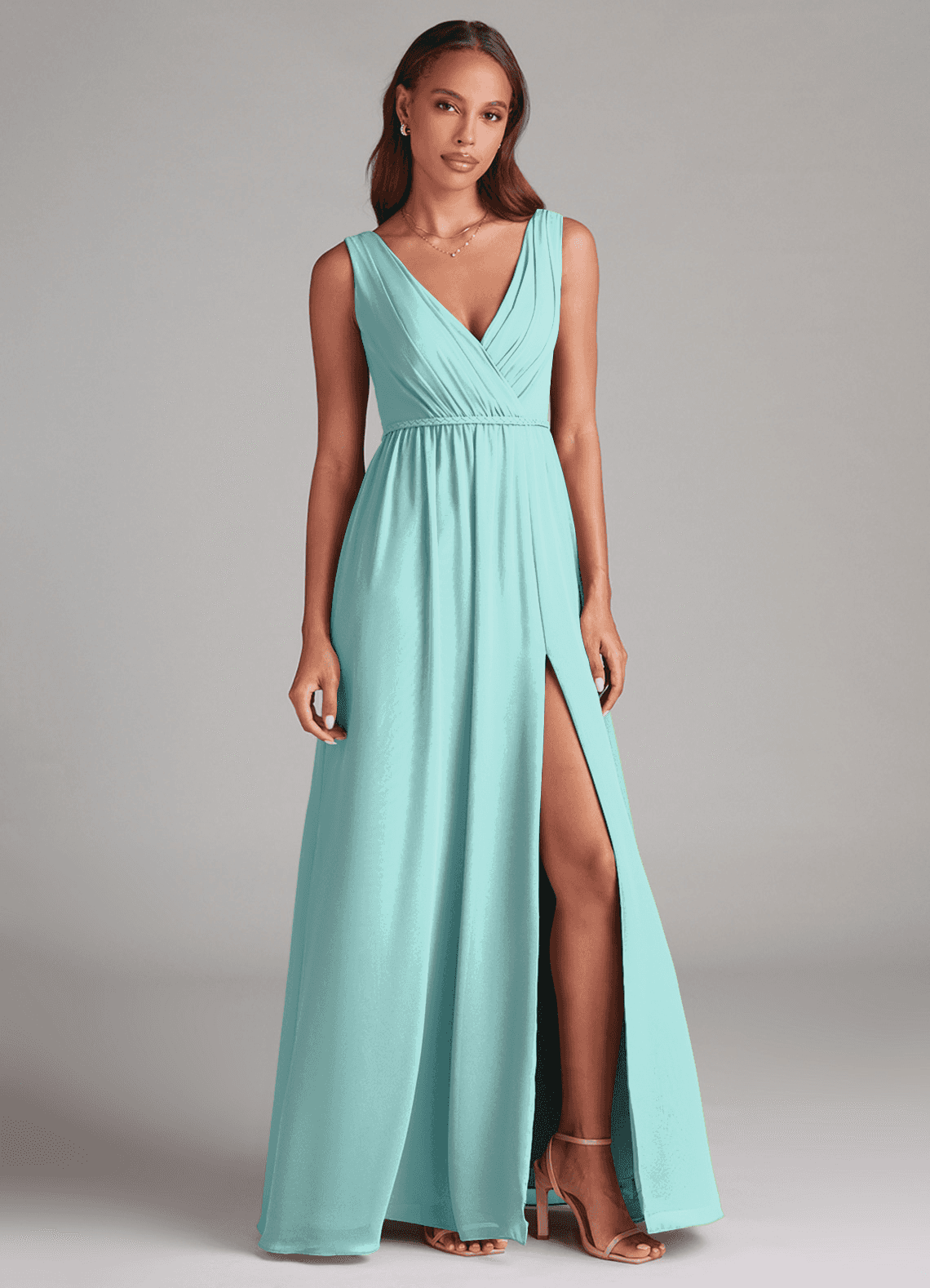 strapless open back dress Spaghetti Straps Junior Bridesmaid Dress | Pleated Chiffon Flower Girls  Dress main image 0