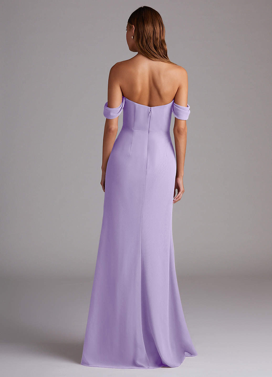 Azazie Saige Bridesmaid Dresses Lilac A-Line Off the Shoulder Chiffon Convertible Dress image6