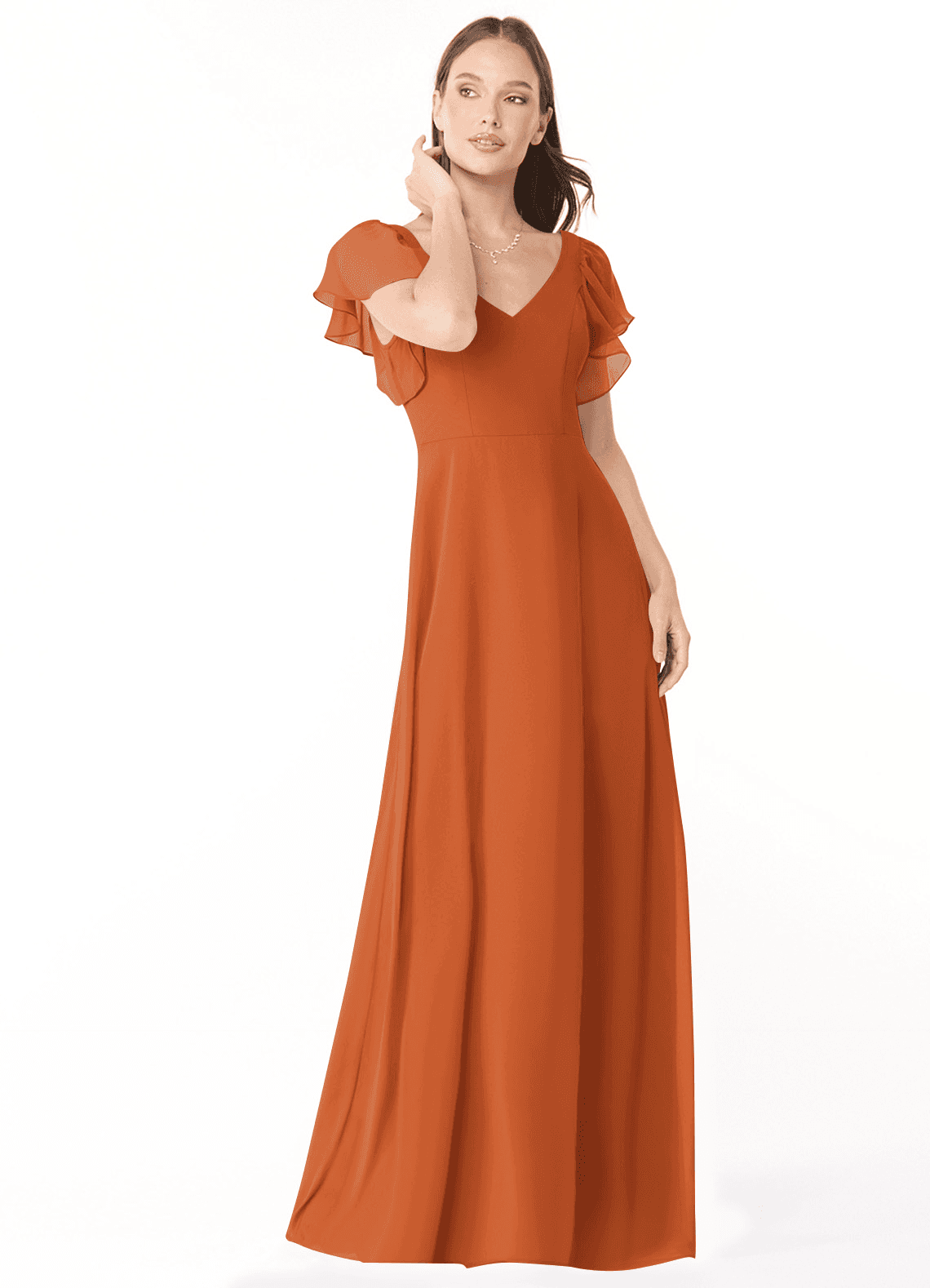 Azazie Syenna Brautjungfernkleider A-Linie Gestreift Chiffon Kleid Kanel image1