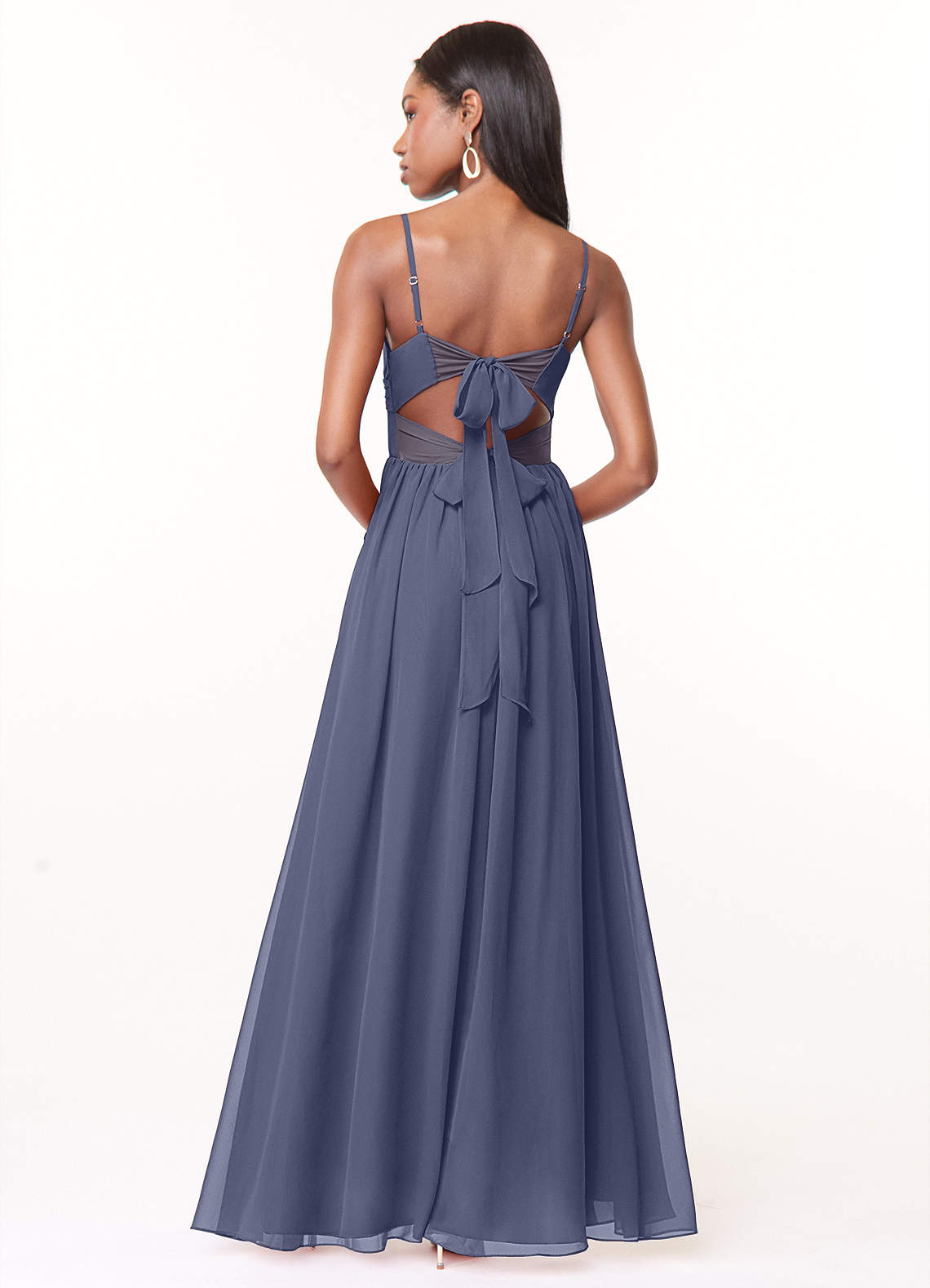 Azazie Zeya Bridesmaid Dresses Stormy A-Line V-Neck Pleated Chiffon Dress image2