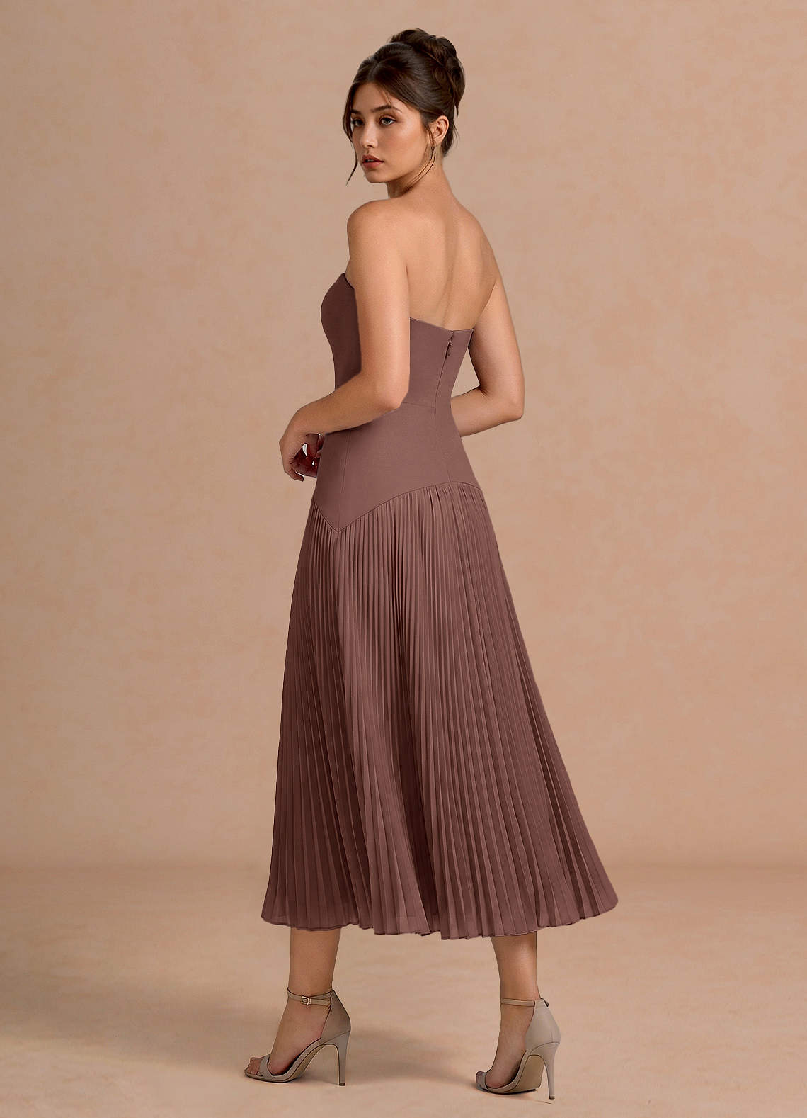 Yuliana Mocha Coco Midi Dress | Azazie