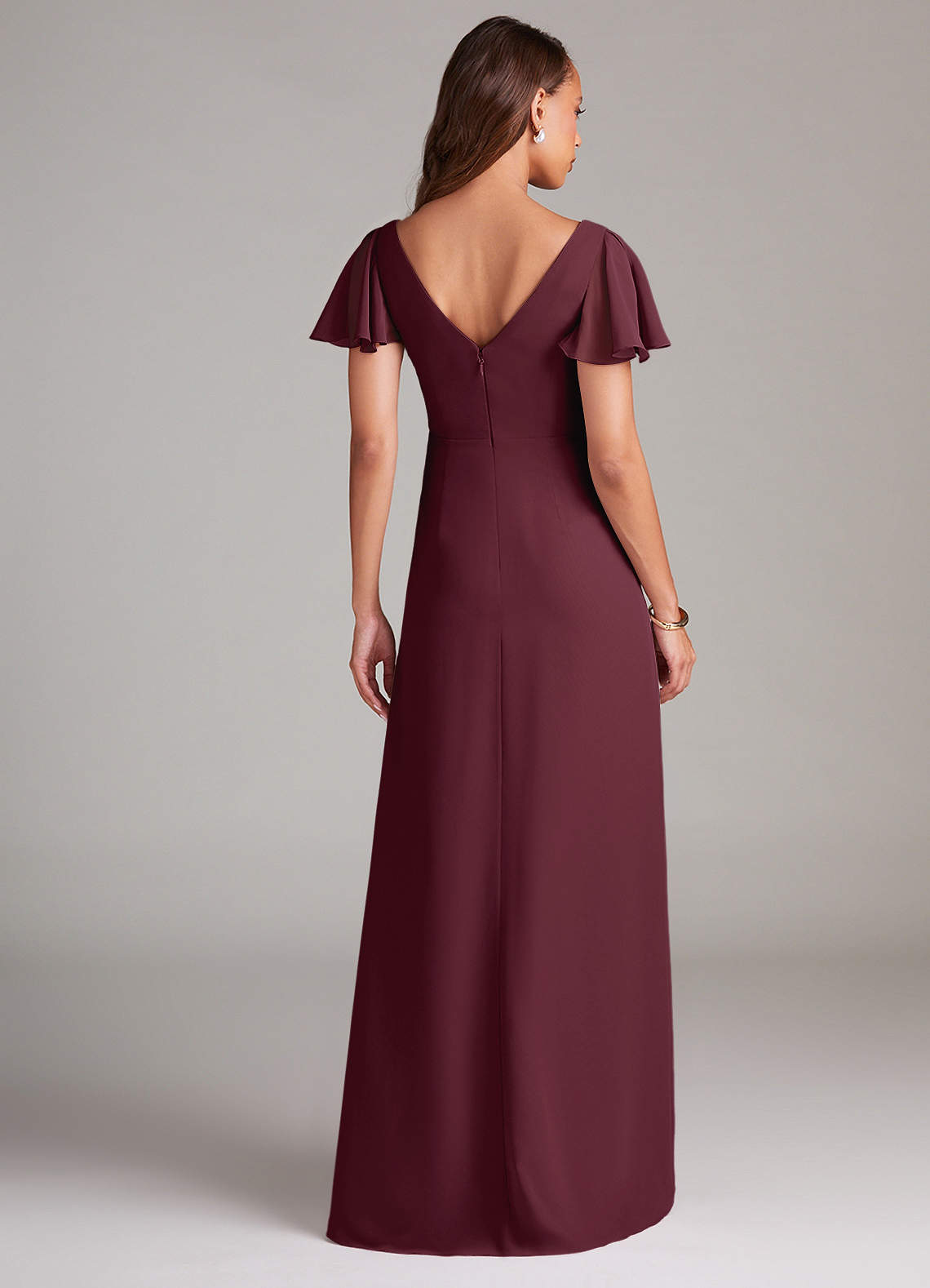 Azazie Soren Bridesmaid Dresses Cabernet A-Line Ruched Chiffon Dress image1