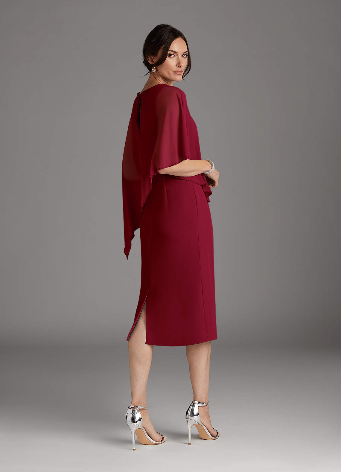 Azazie Sparrow Mother of the Bride Dresses Burgundy Sheath Sequins Chiffon Dress image2
