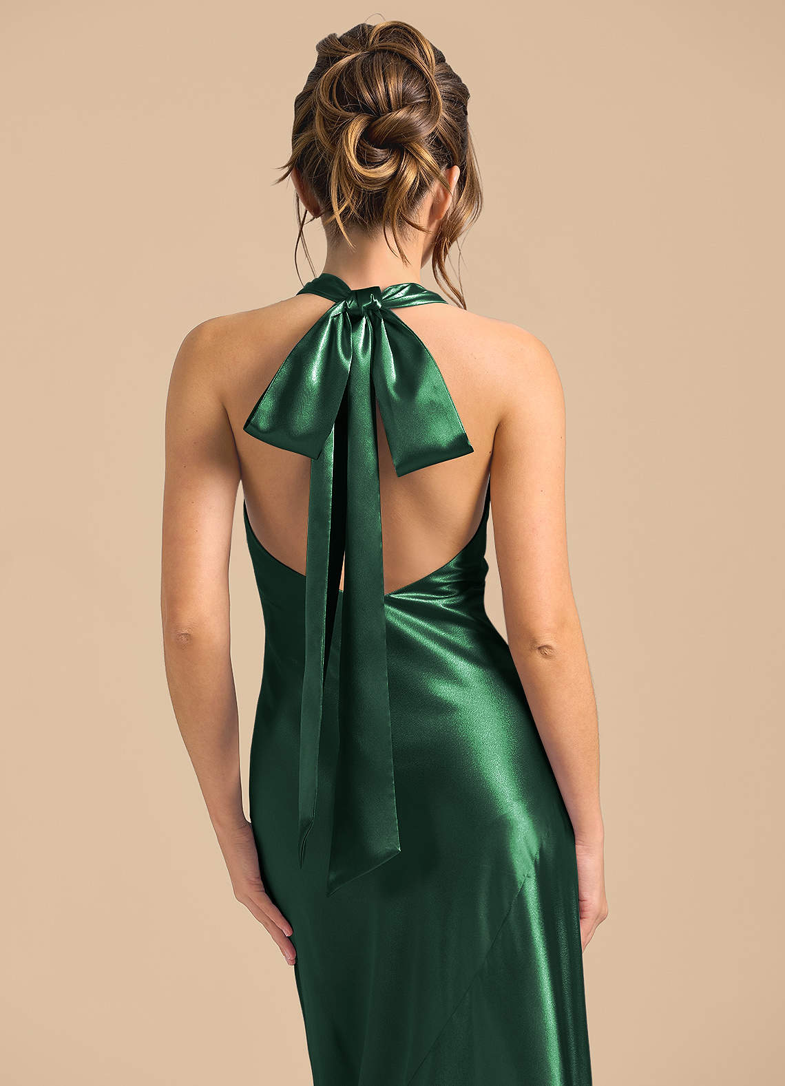 Azazie Velli Dark Green Metallic Satin Bridesmaid Dresses | Azazie