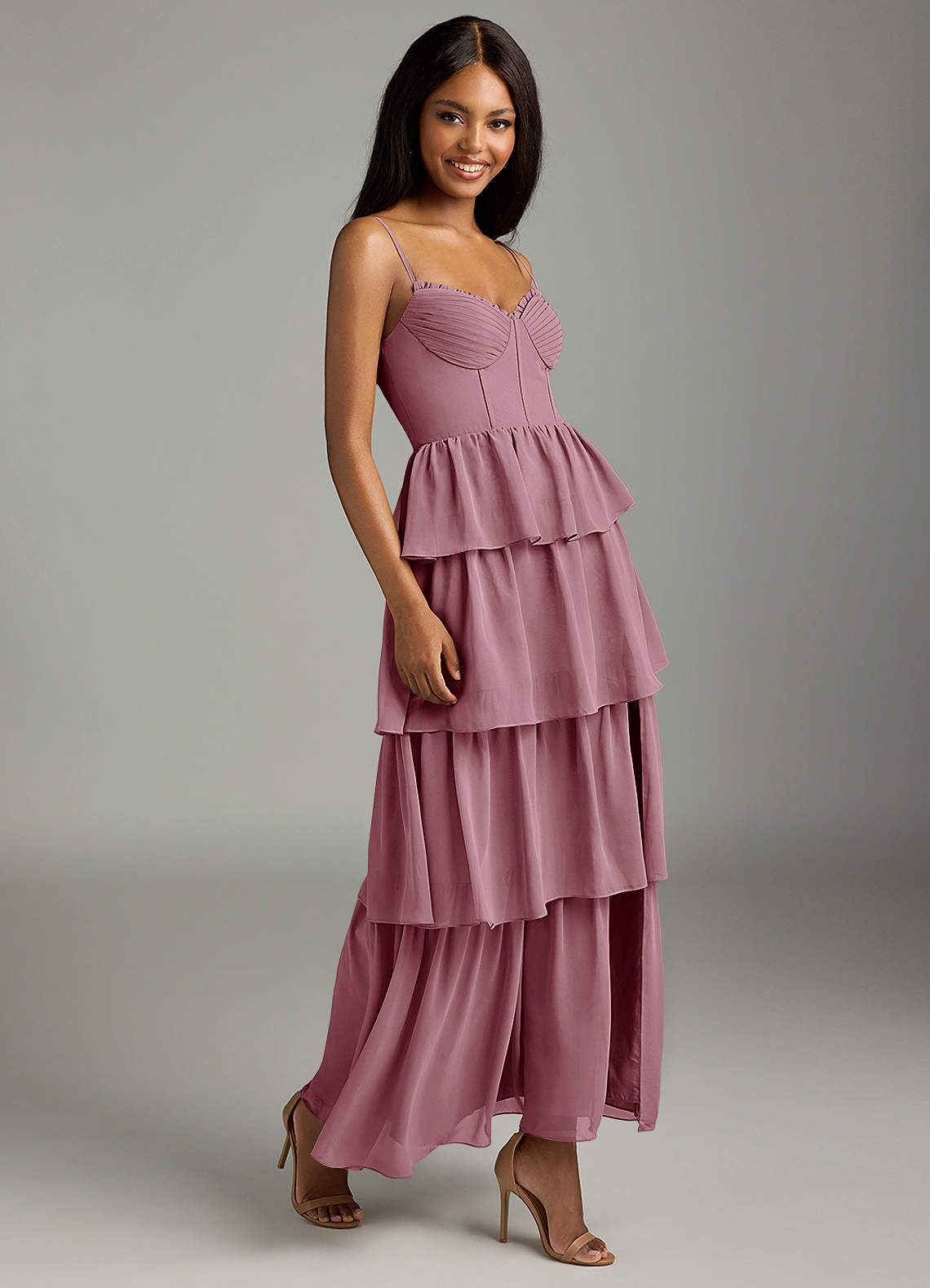 rusty rose bridesmaid dresses SUNSET OMBRÉ MESH TUBE MAXI DRESS – Bask Boutique main image 0