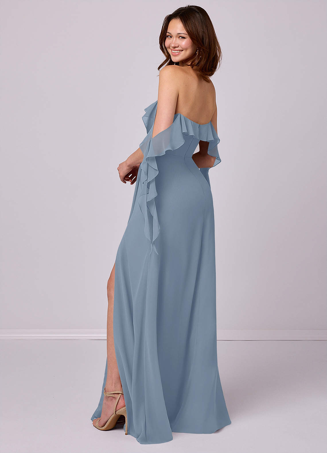 Barbie ♥ Azazie Bridesmaid Dresses A-Line Off the Shoulder Chiffon Floor-Length Dress image7
