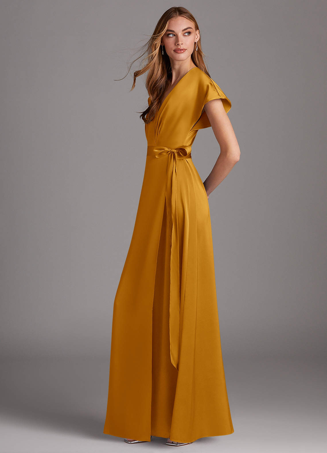 Azazie Nico Ready to Ship Butterscotch Stretch Satin Bridesmaid Dresses | Azazie Azazie Nico Ready to Ship Butterscotch Stretch Satin Bridesmaid Dresses | Azazie