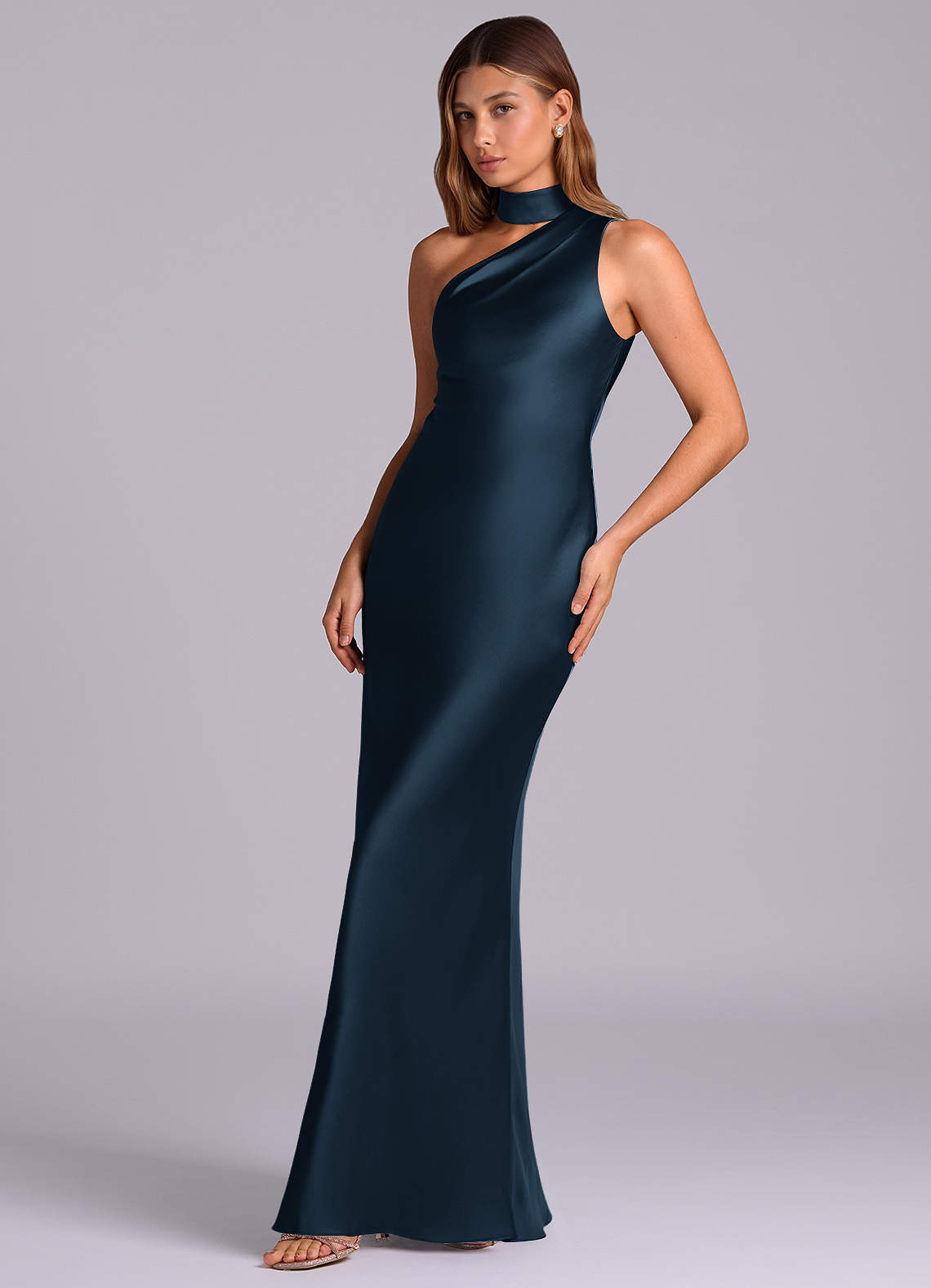 navy one shoulder bridesmaid dresses Azazie Seona Color:#7-Lavender One more time before HAE Azazie dresses Elegant navy blue mother