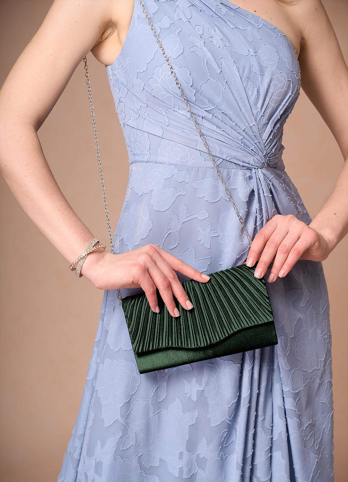 front Matching Color Metallic Satin Sandals Envelope Clutch Set