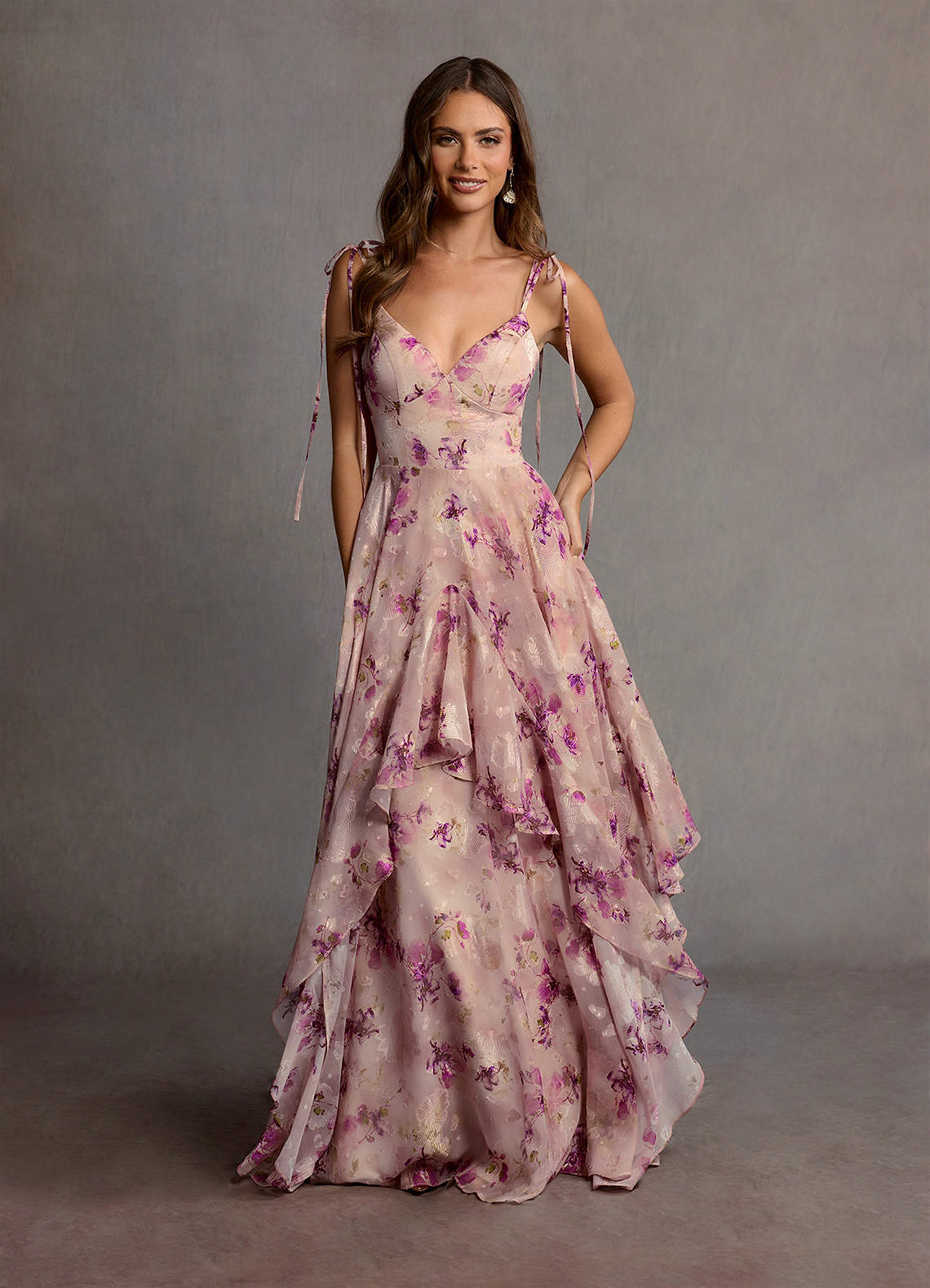 Harmony Mauve Floral Maxi Dress Atelier Dresses | Azazie