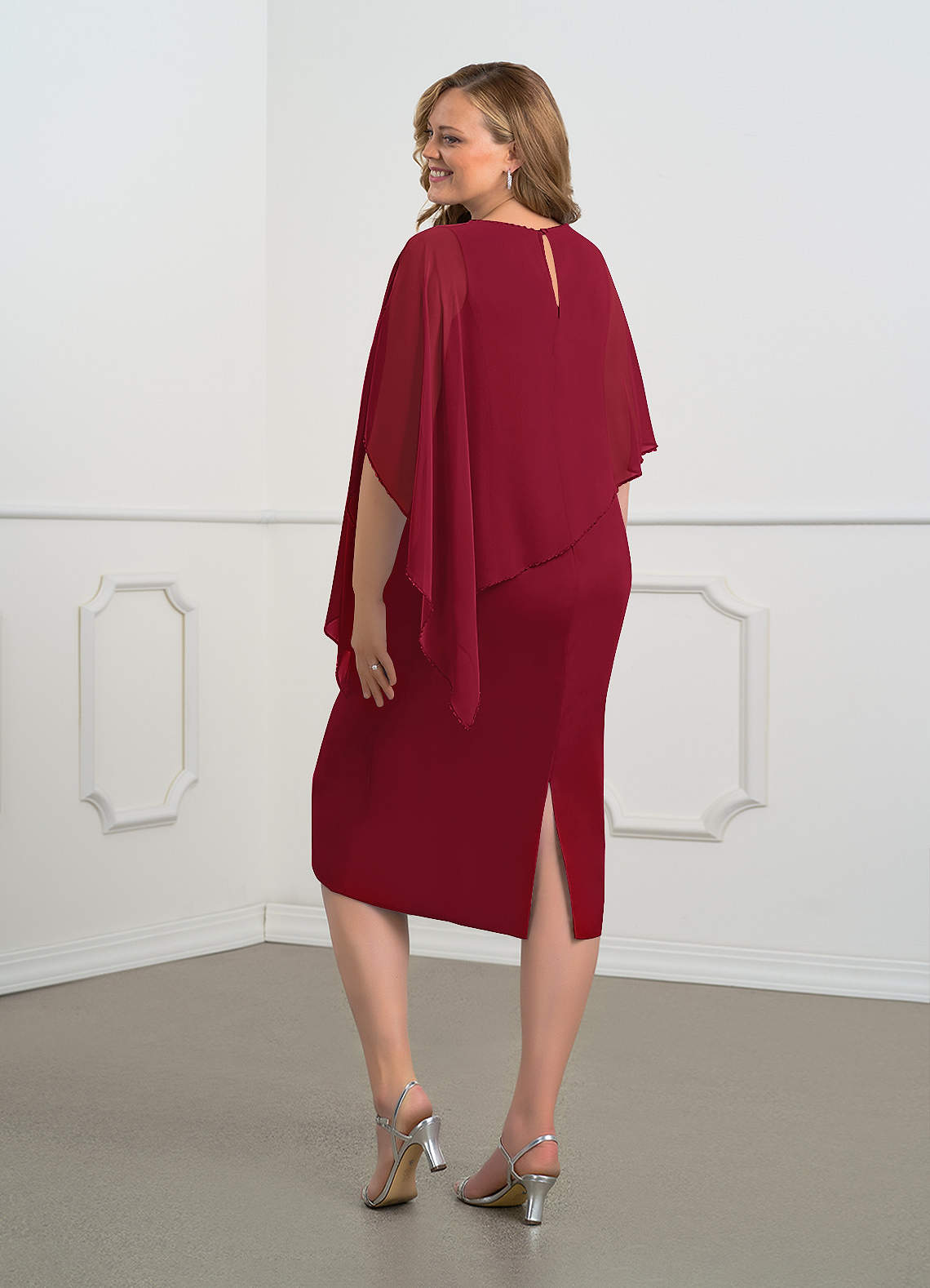Azazie Sparrow Mother of the Bride Dresses Burgundy Sheath Sequins Chiffon Dress image7