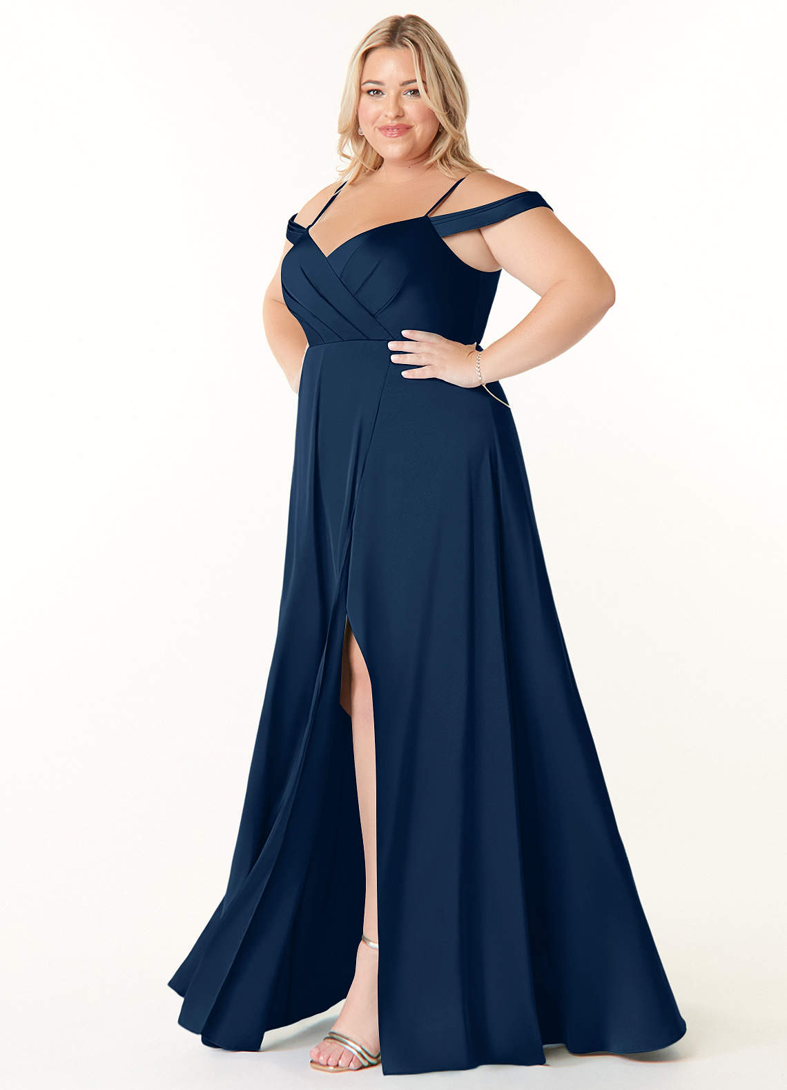 Dark Navy Azazie Ocean Stretch Satin Dress Bridesmaid Dresses | Azazie