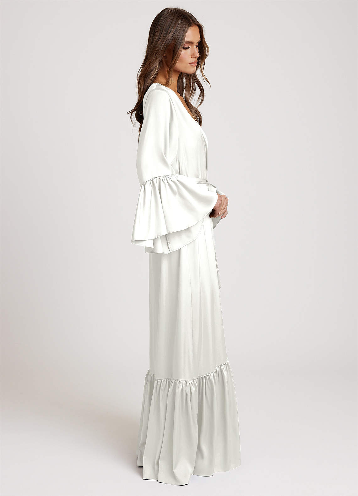 front Long Bridal Ruffle Robe