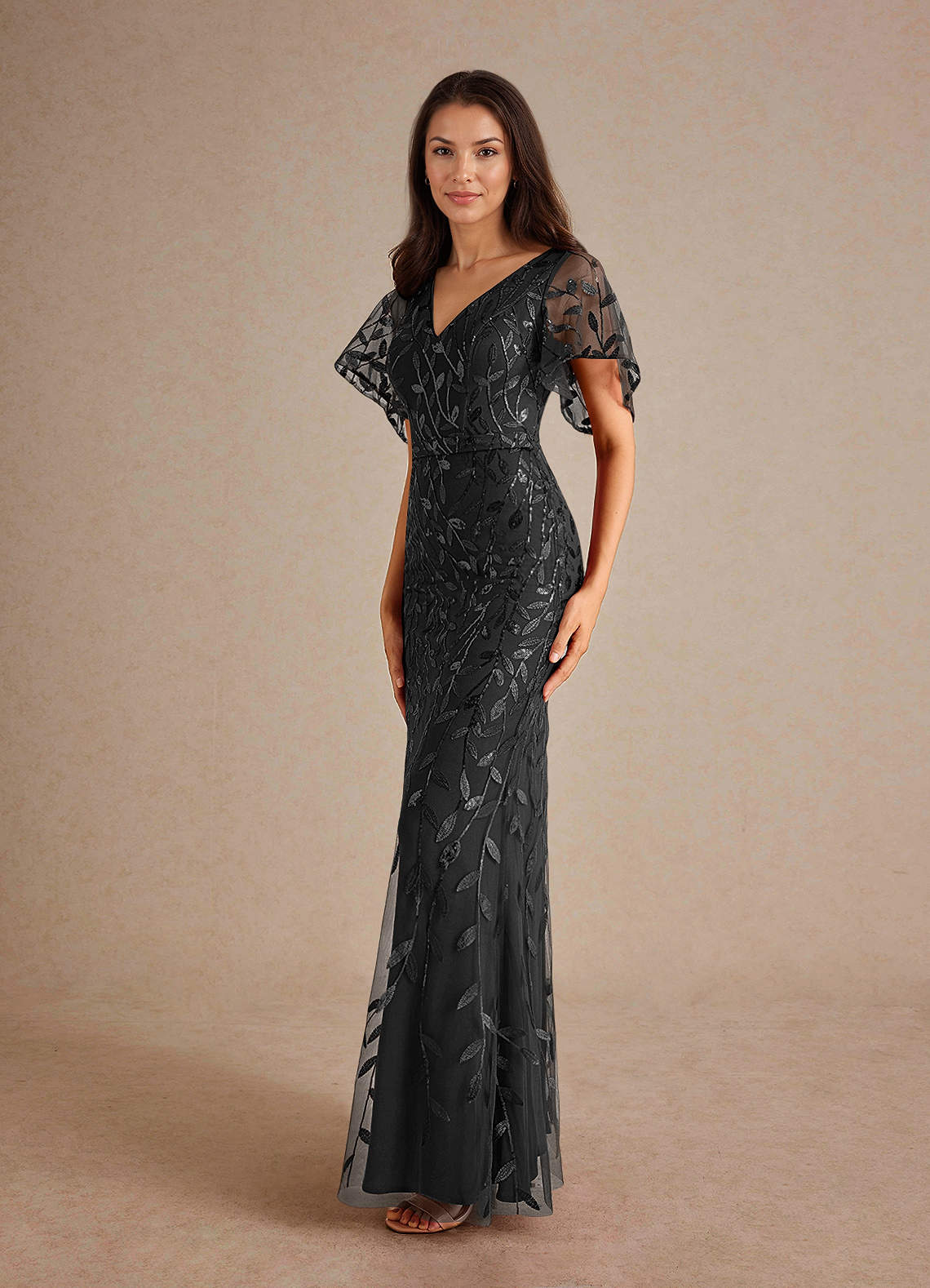 Azazie Milan Mother of the Bride Dresses Black Sheath Sequins Dress image4