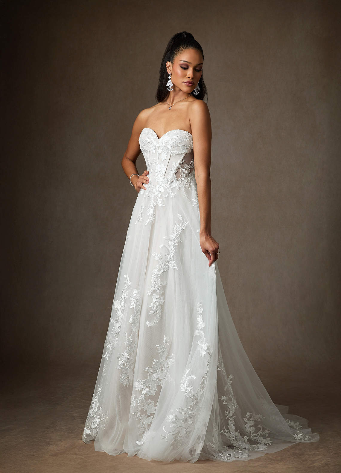 Azazie Aurorie En streg Pailletter Tulle Kapel tog Kjole | Azazie, image size:1140x1578