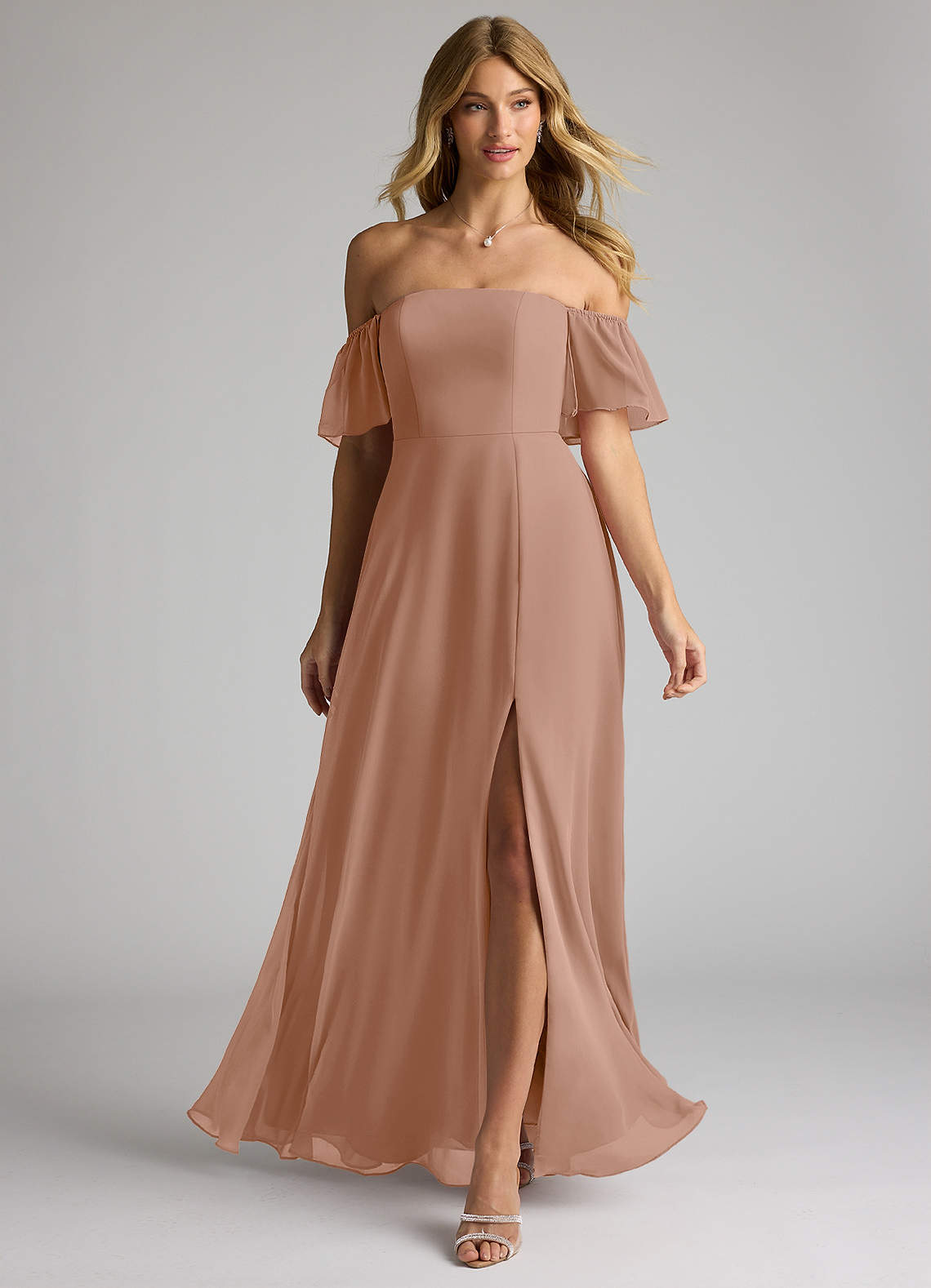 Azazie offers bridesmaid dress maternity champagne rose