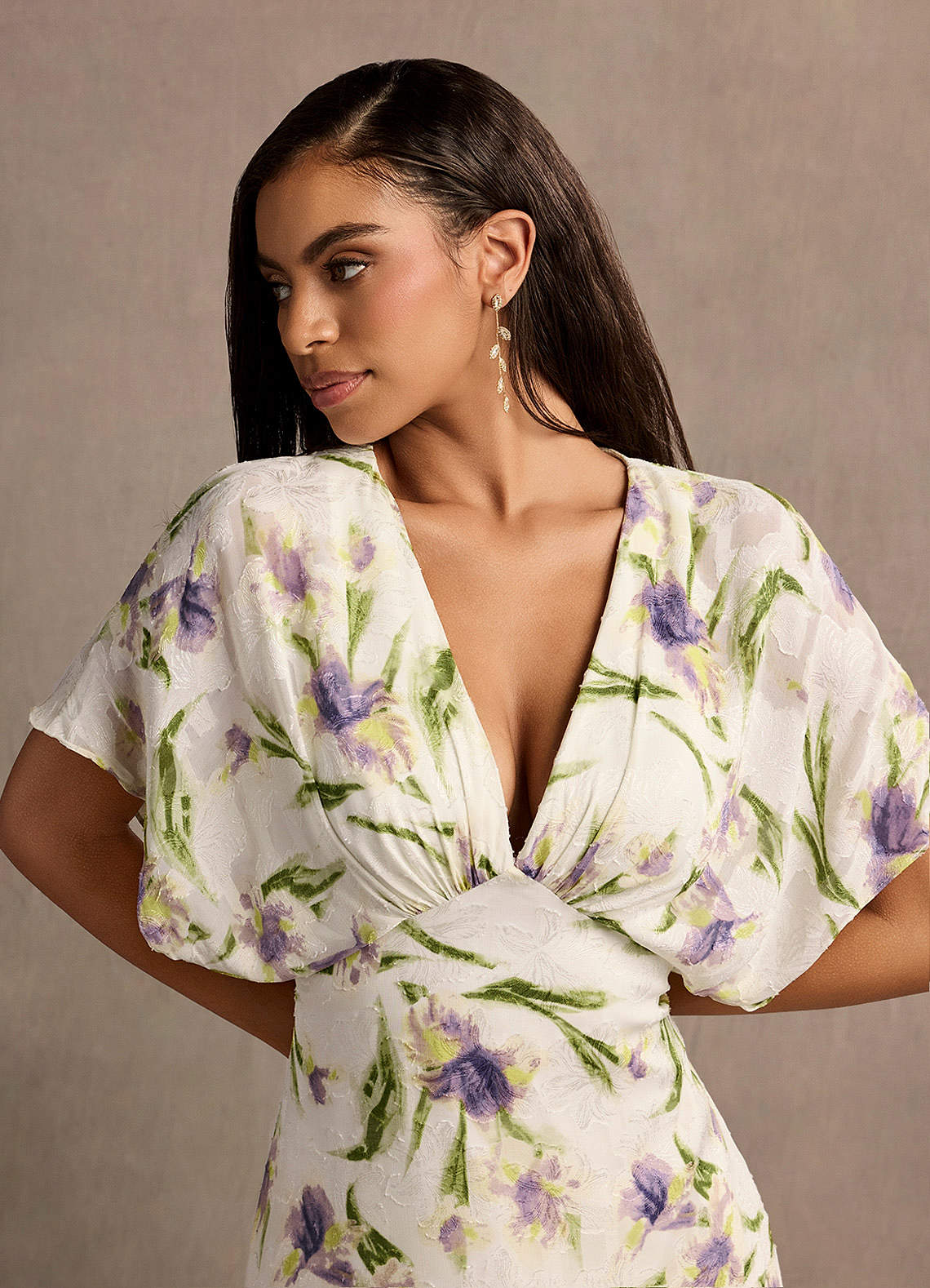 Mara Tulip Multi Print V Neck Maxi Dress Ready to Ship | Azazie