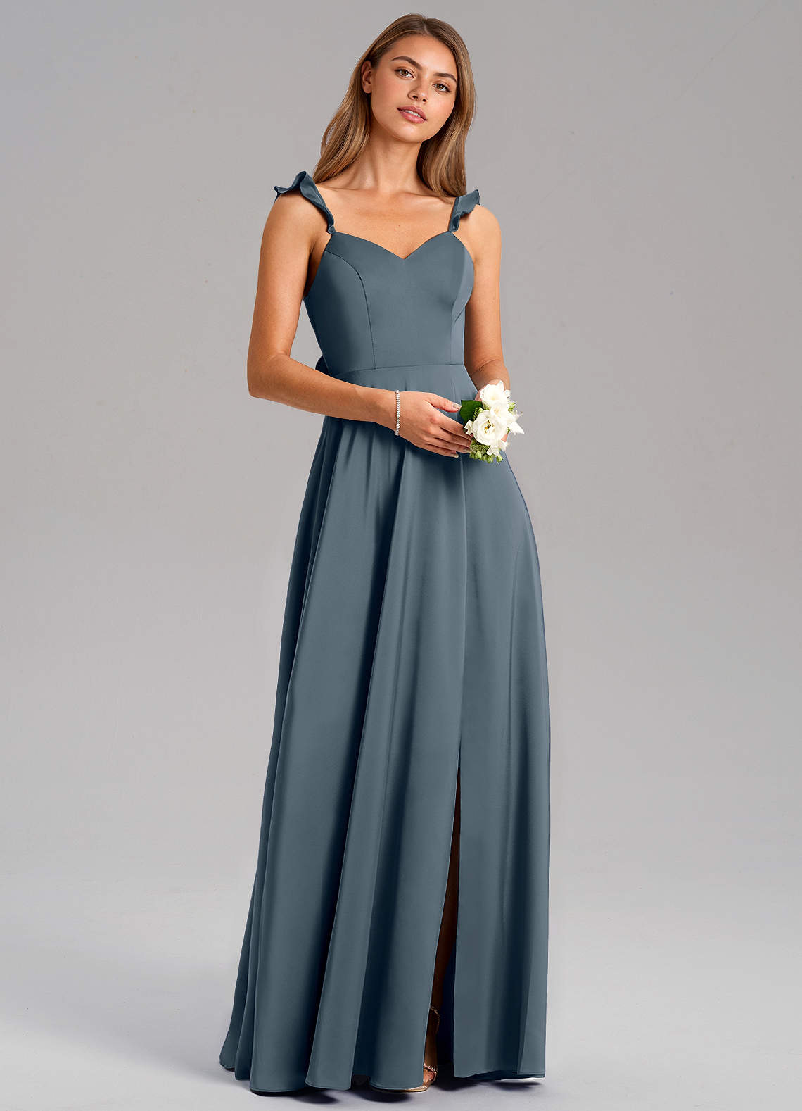 Azazie Everett Bridesmaid Dresses Twilight A-Line Stretch Satin Dress image1