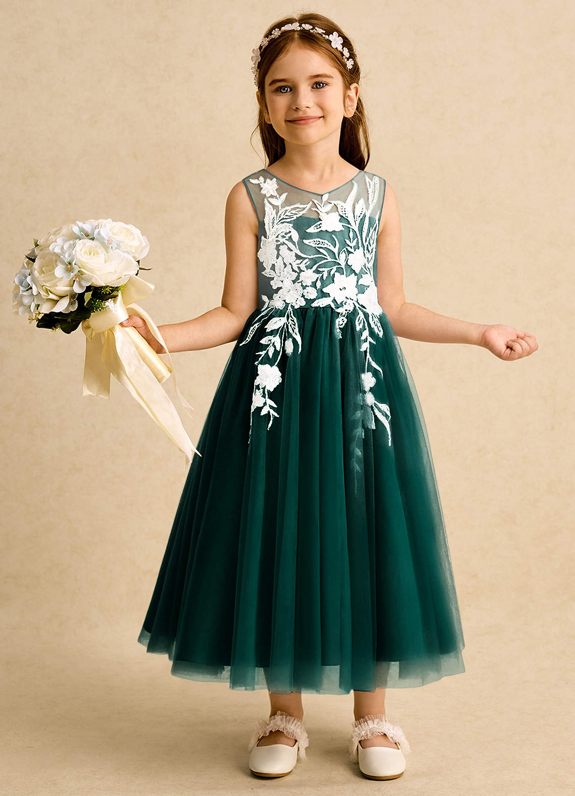 Azazie Sundae Flower Girl Klänningar Klänning Balklänning i Spets image1