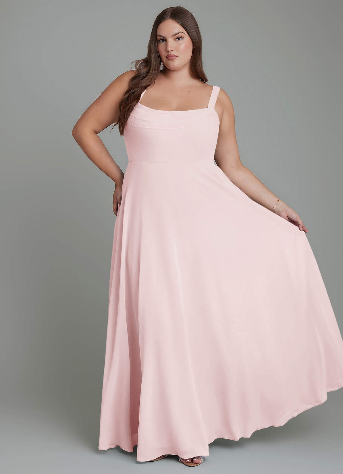 Azazie Shaude Abiti da Damigella Abito A-Line in Chiffon Plissettato Rosa Rossore image1