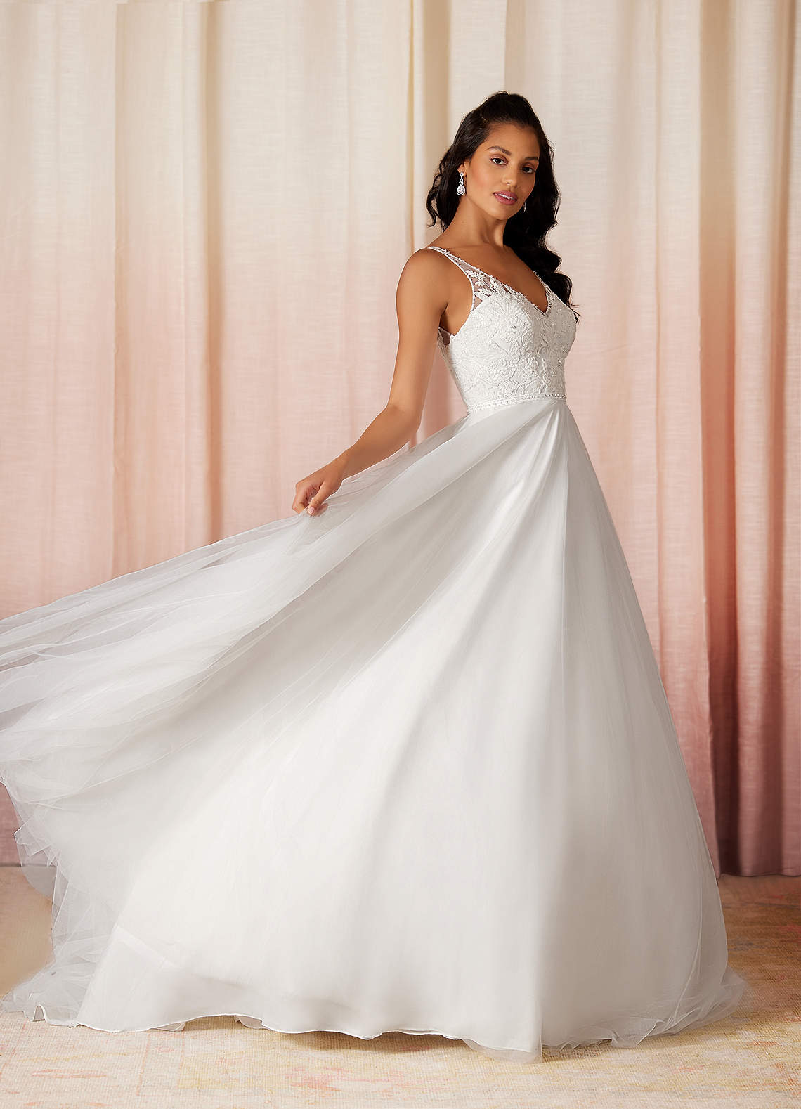 Azazie Sydney Wedding Dresses A-Line Sequins Tulle Chapel Train Dress image1