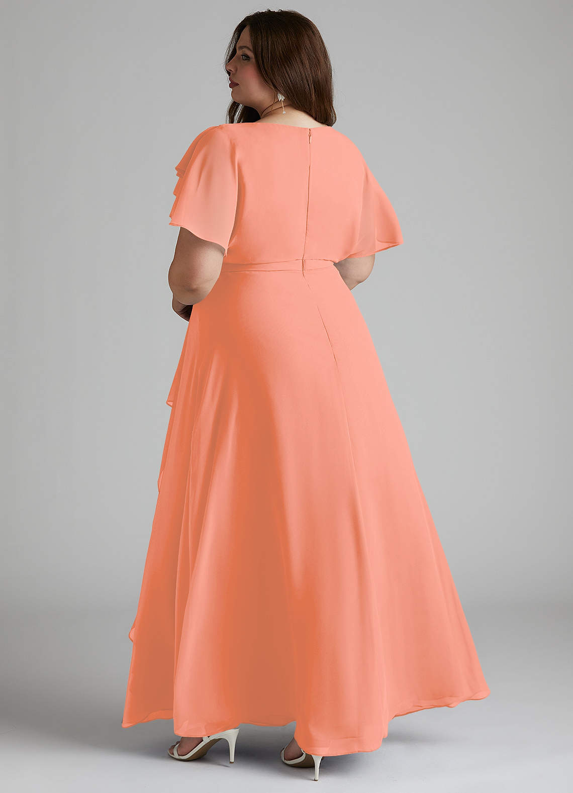 Azazie Aaliyah Modest Bridesmaid Dresses A-Line Scoop Pleated Chiffon Floor-Length Dress image8