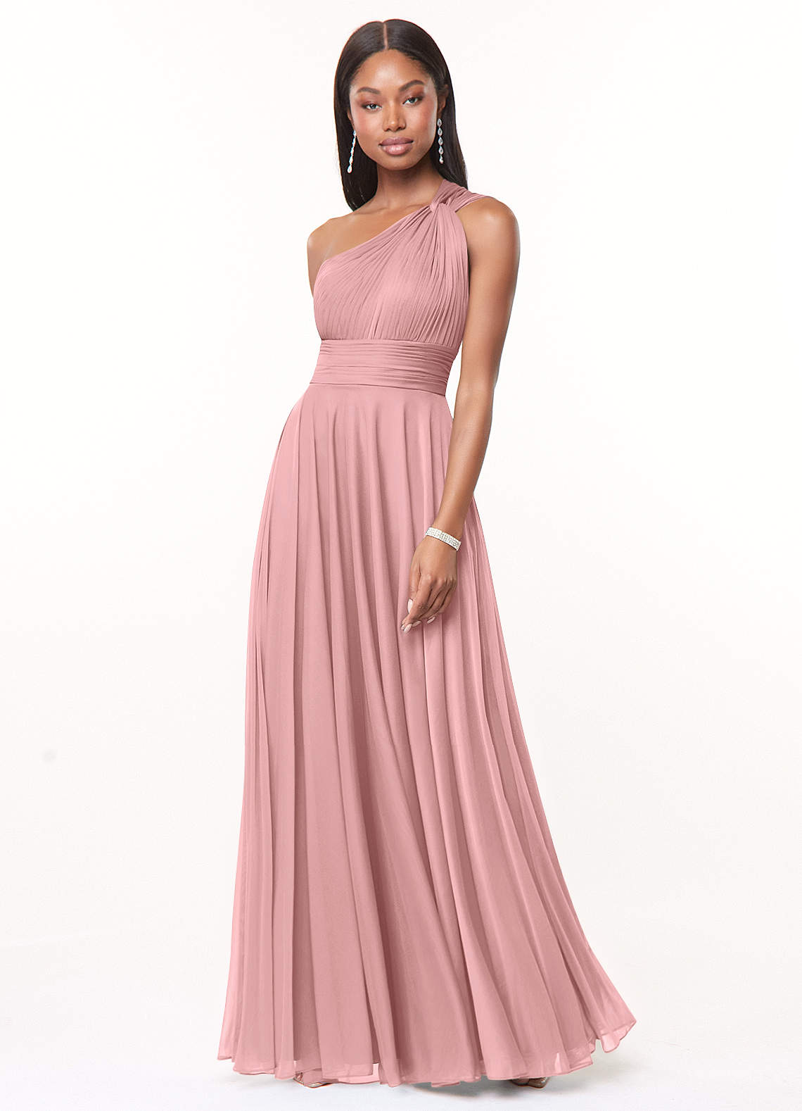 Azazie Charlize Ready to Ship Dusty Rose Mesh Bridesmaid Dresses