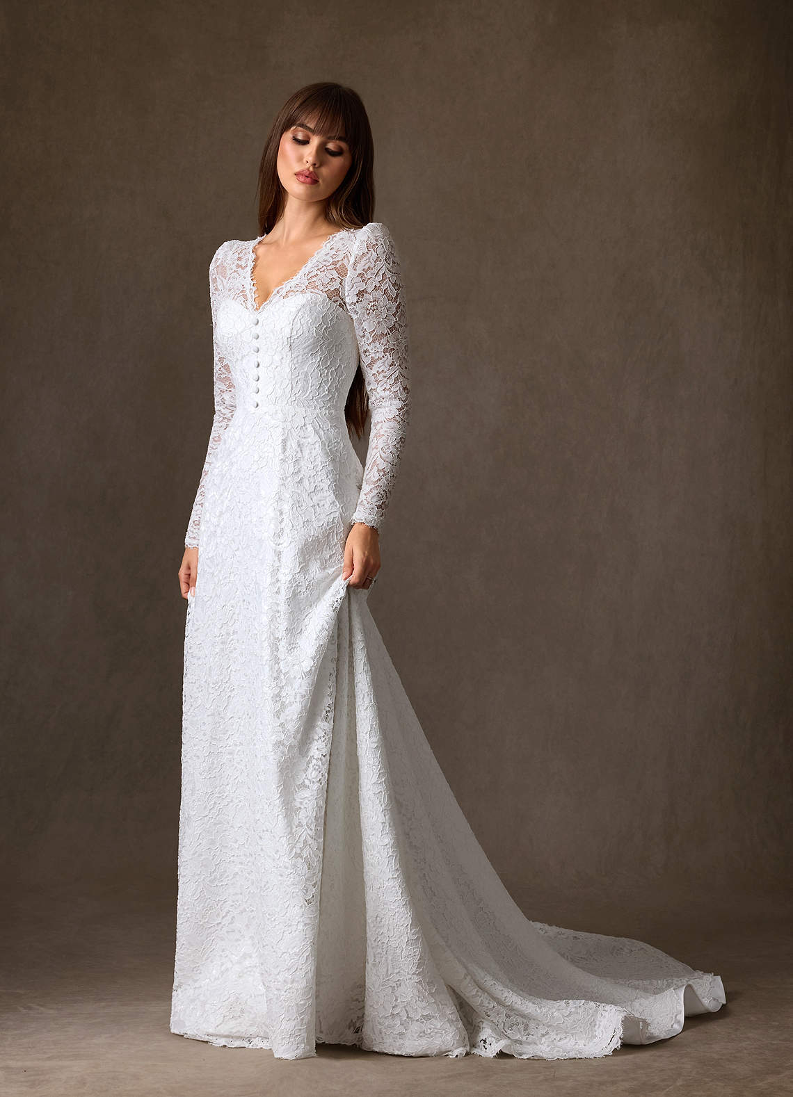 Azazie Kimani Wedding Dresses Diamond White A-Line Lace Dress image6