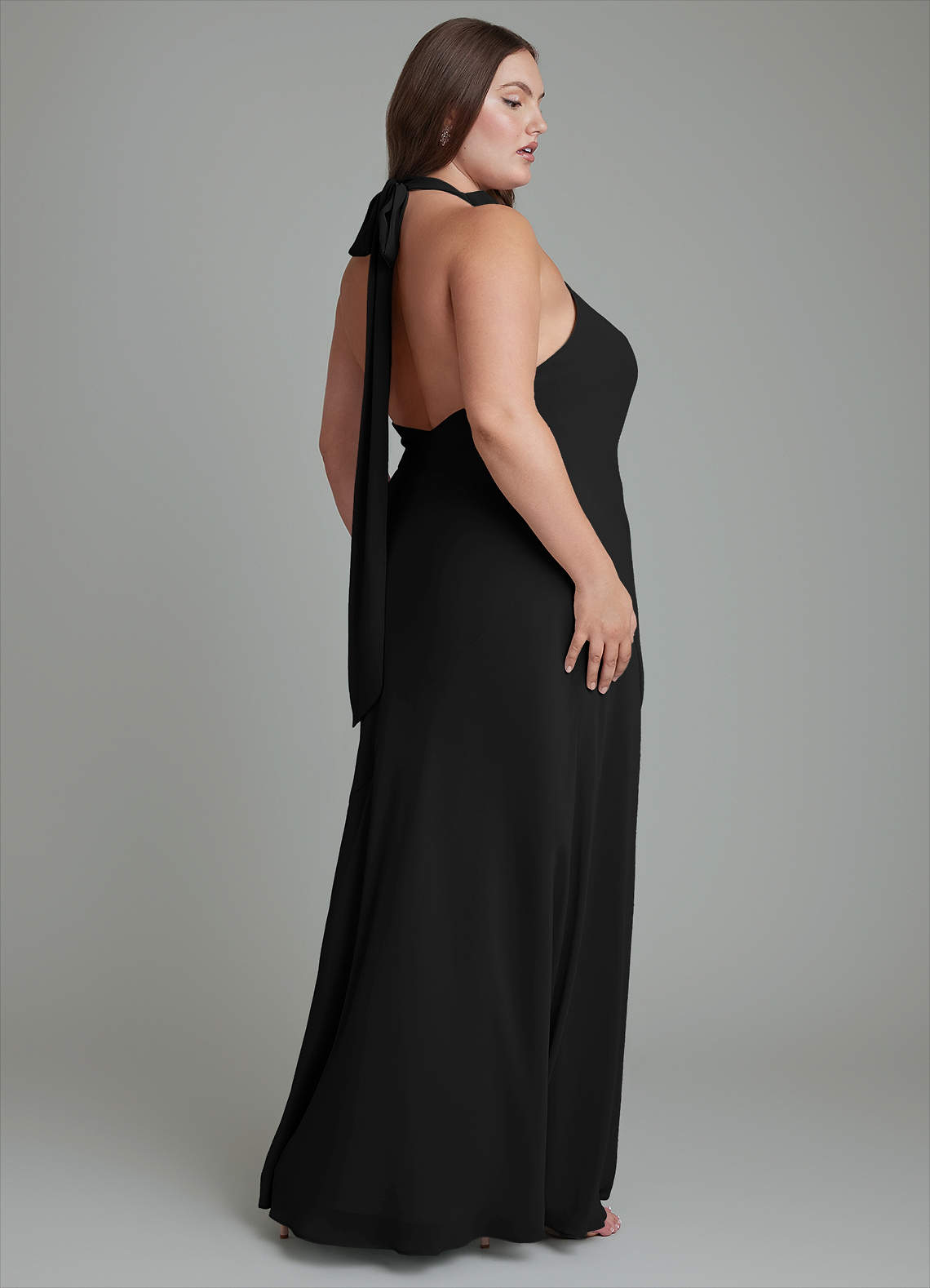 Azazie Velli Bridesmaid Dresses Black Mermaid High Neck Chiffon Dress image12