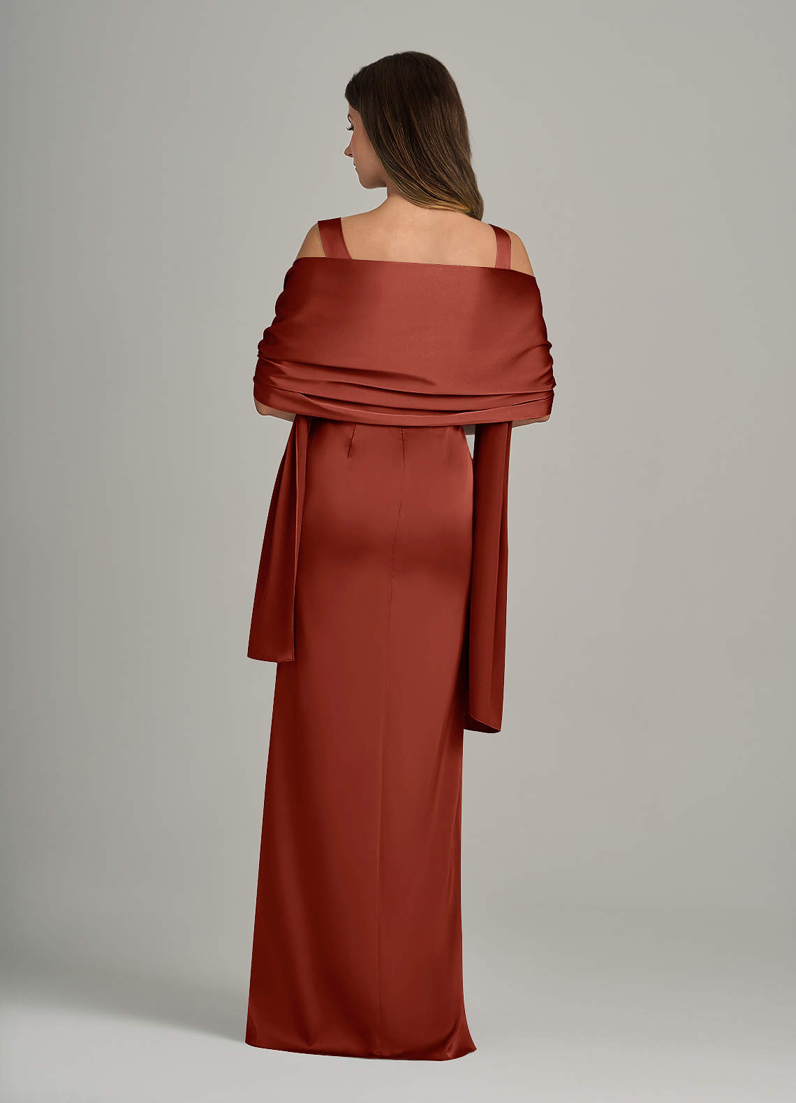 front Azazie Matching Color Ireland Stretch Satin Shawl