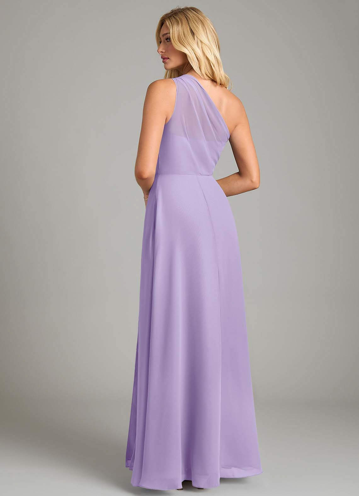 Azazie Phaedra Bridesmaid Dresses Lilac A-Line One Shoulder Chiffon Dress image1