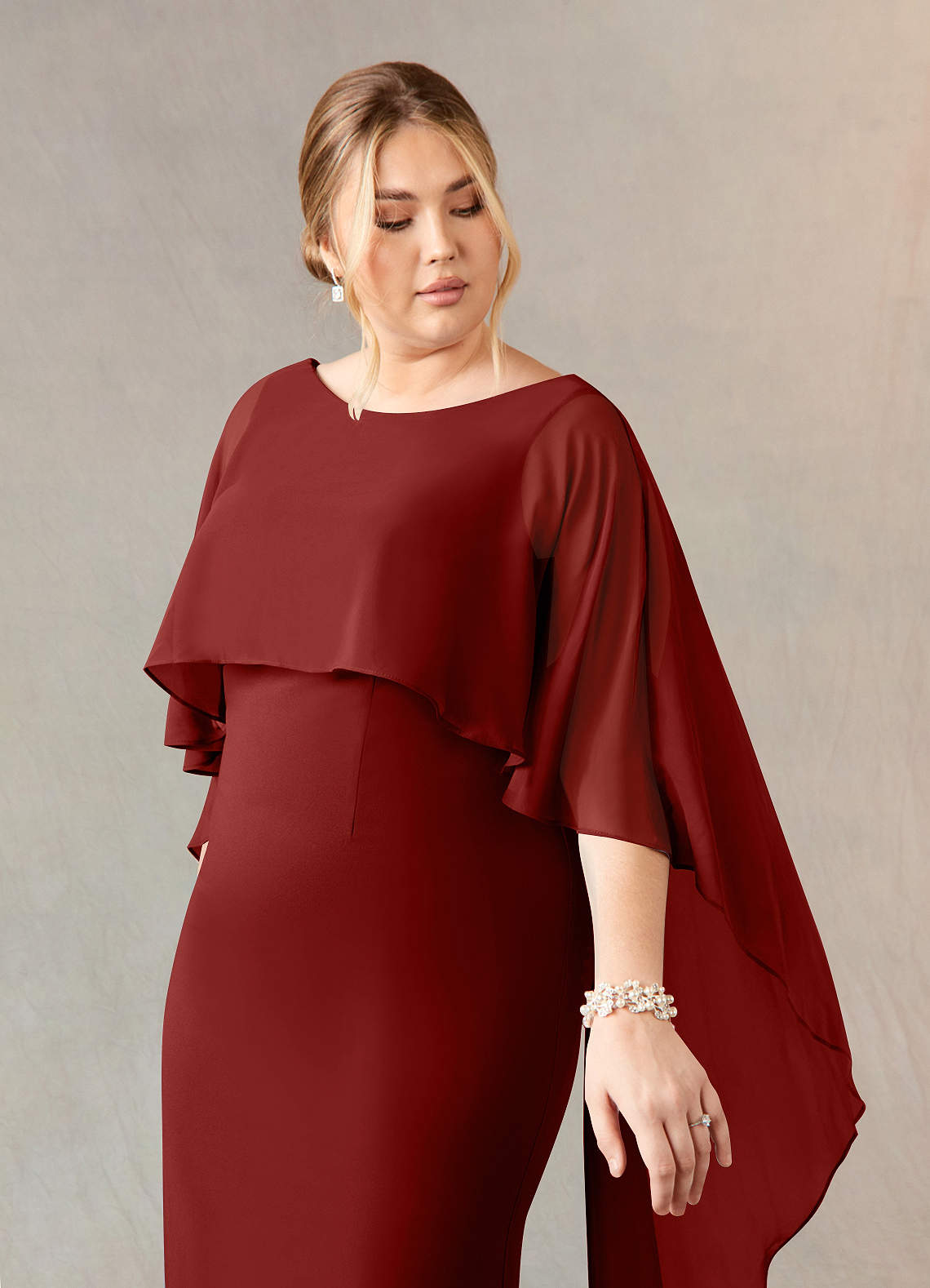 Azazie Dion Mother of the Bride Dresses Terracotta Sheath Scoop Stretch Crepe Dress image11
