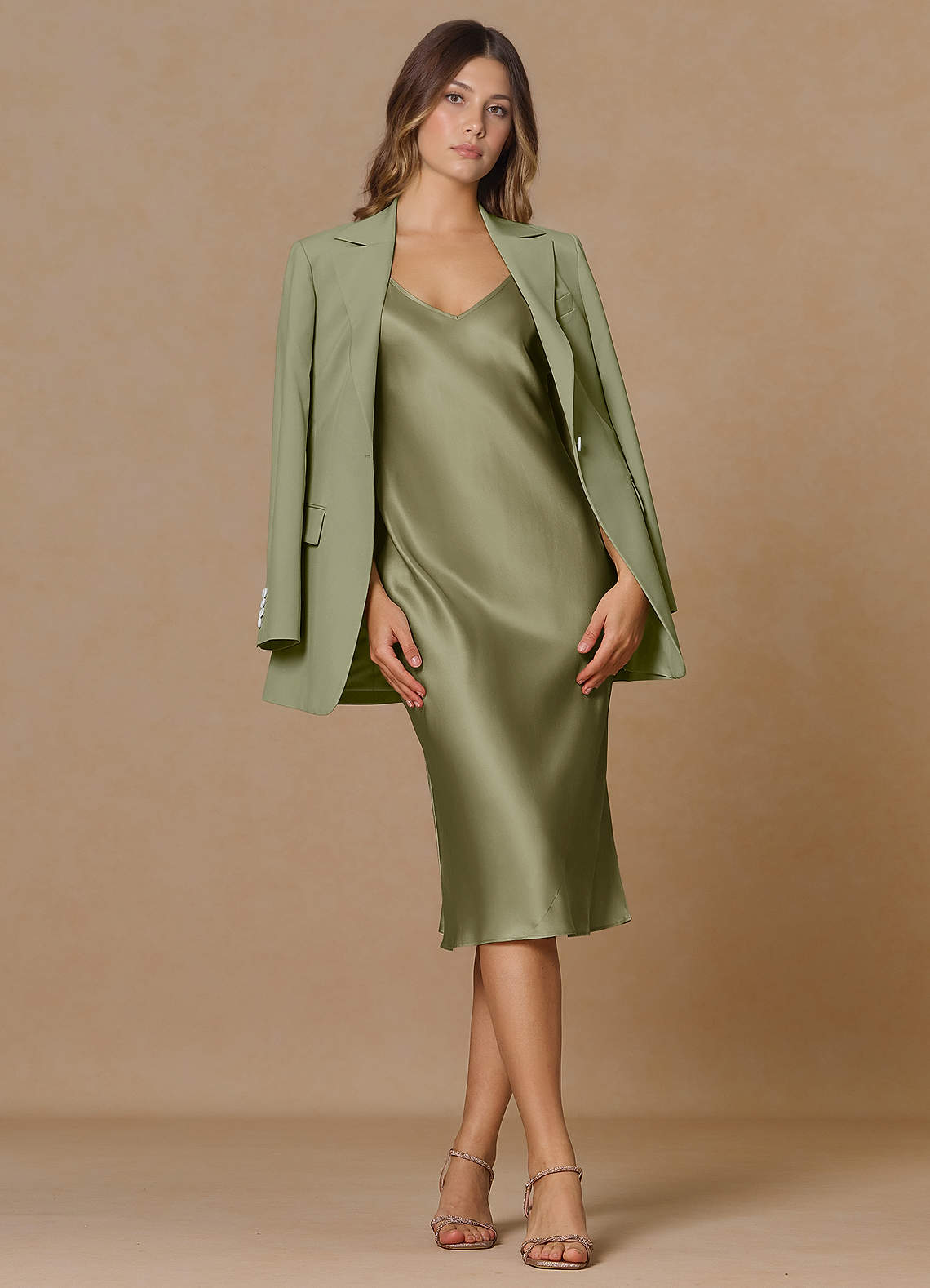 front Rowan Pistachio Refined Weave Performance blazer