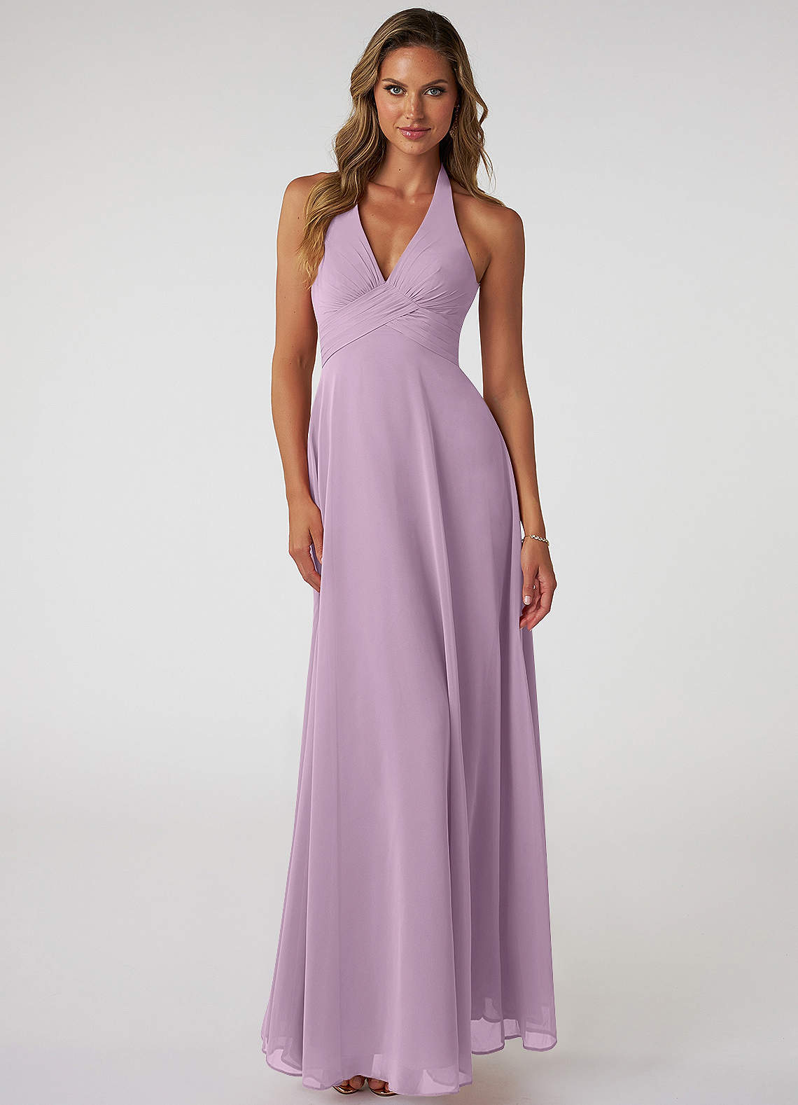 blue dress for baby girl Chiffon Off Shoulder Belt Sheath Bridesmaid Dress main image 0